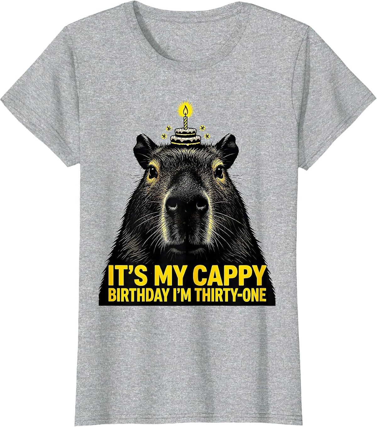 It's My Cappy Birthday I'm Thirty-One Cute Capybara Birthday T-Shirt - Heather Grey