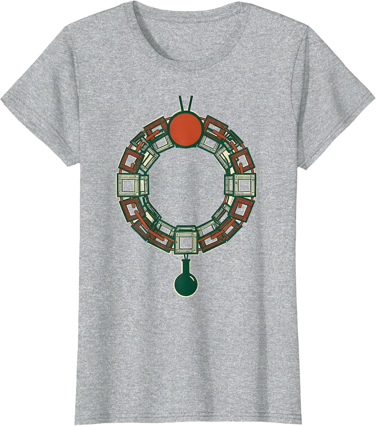 Periodic Table Wreath Nerd Science Humor Gift T-Shirt - Heather Grey
