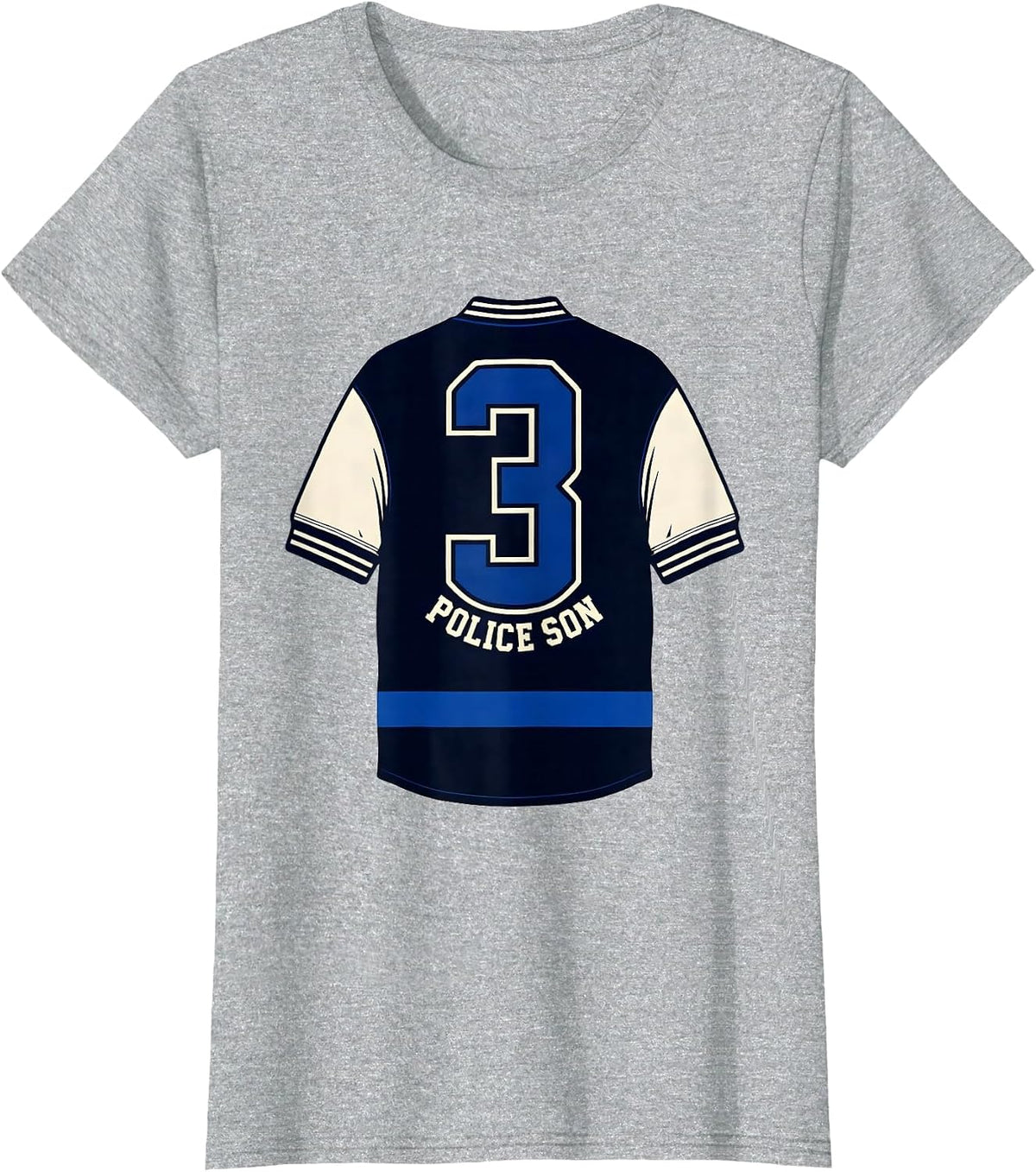 Police Son Thin Blue Line Police Support Tribute T-Shirt - Heather Grey