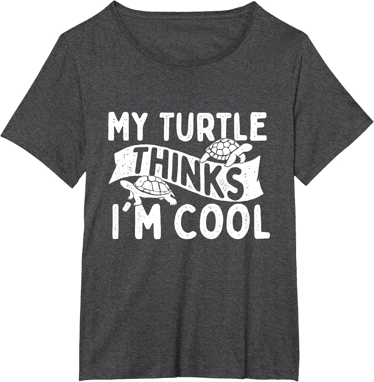 My Turtle Thinks I'm Cool - Wildlife Cute Tortoise Beach T-Shirt - Dark Heather Grey
