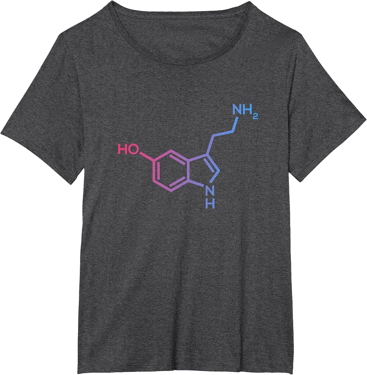 Serotonin Structure - Molecule of Happiness and Love Science T-Shirt - Dark Heather Grey