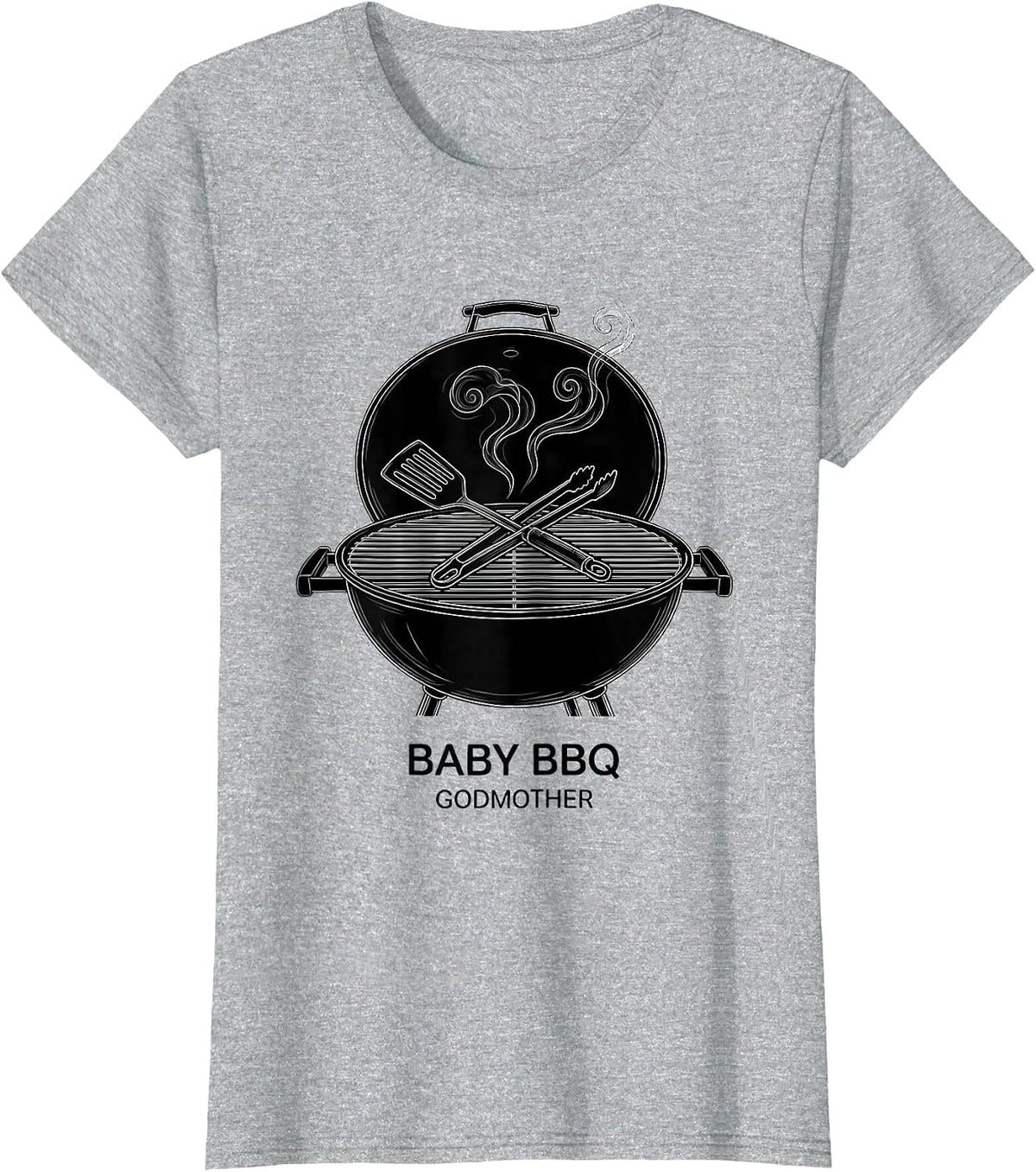 Baby BBQ Godmother Funny Matching Family Reunion T-Shirt - Heather Grey