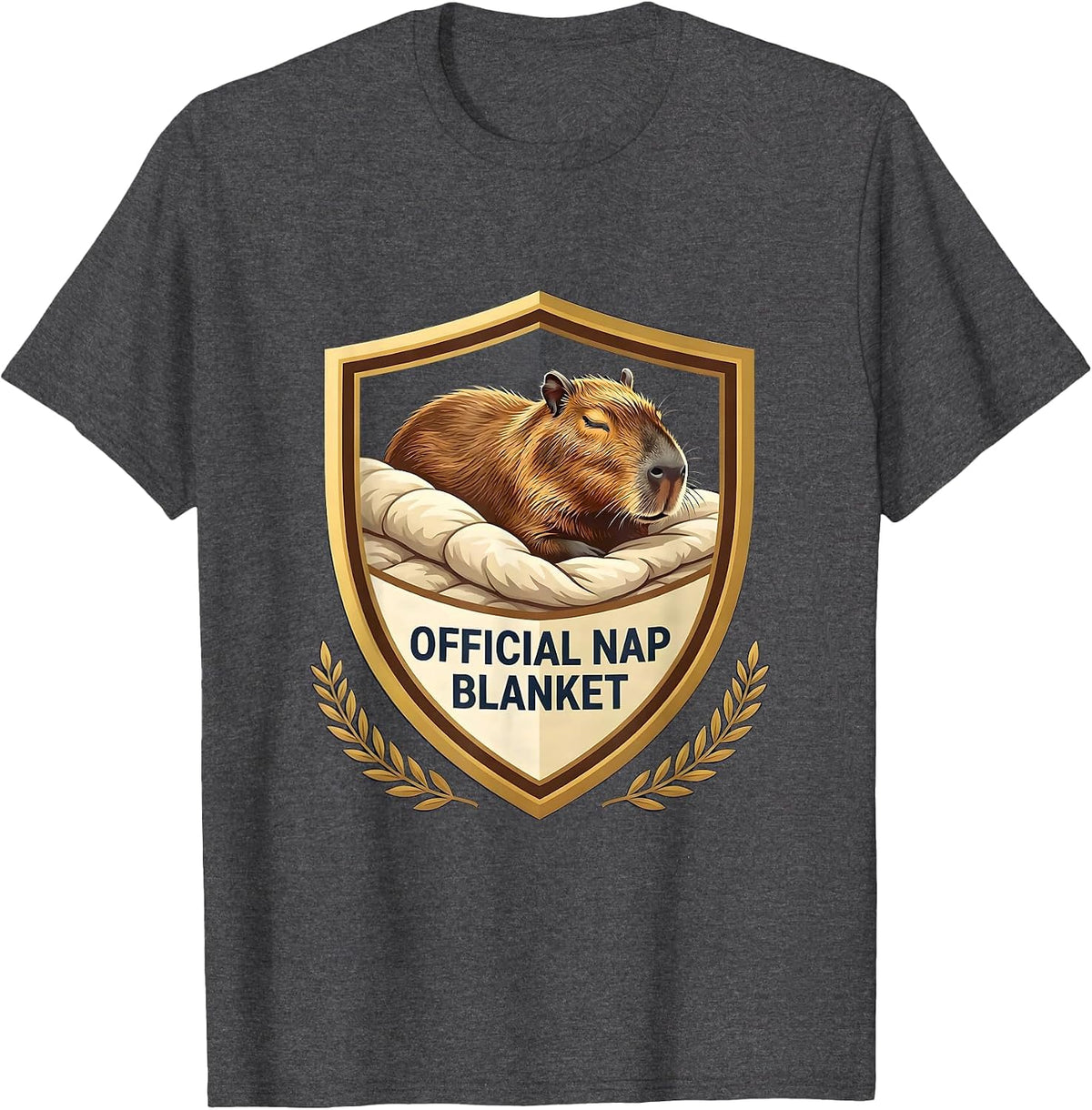 Official Nap Blanket Cute Capybara Sleep Humor T-Shirt - Dark Heather Grey