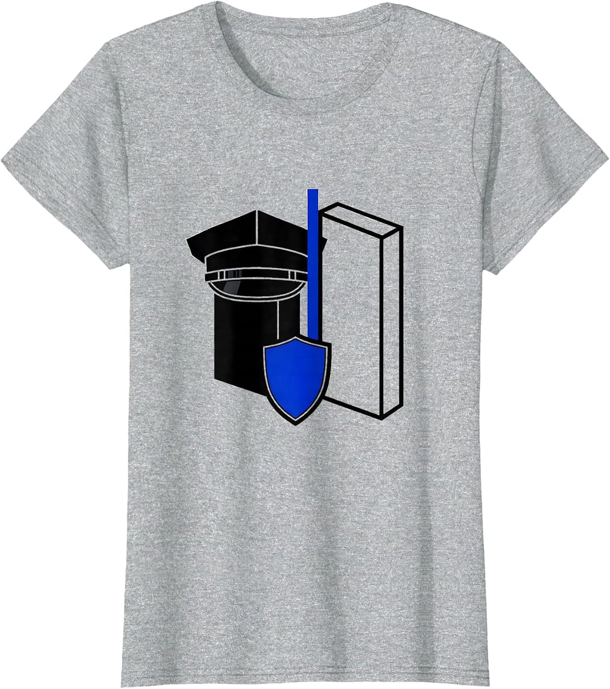 Police Cap Thin Blue Line Back the Blue Supporter T-Shirt - Heather Grey