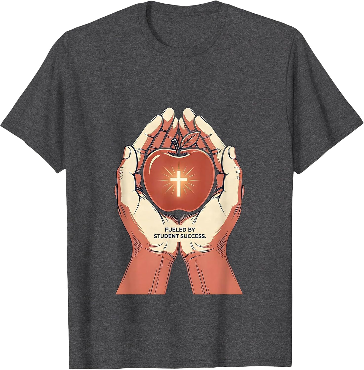 Men's Fueled By Student Success 4th Grade Teacher T-Shirt - Dark Heather Grey