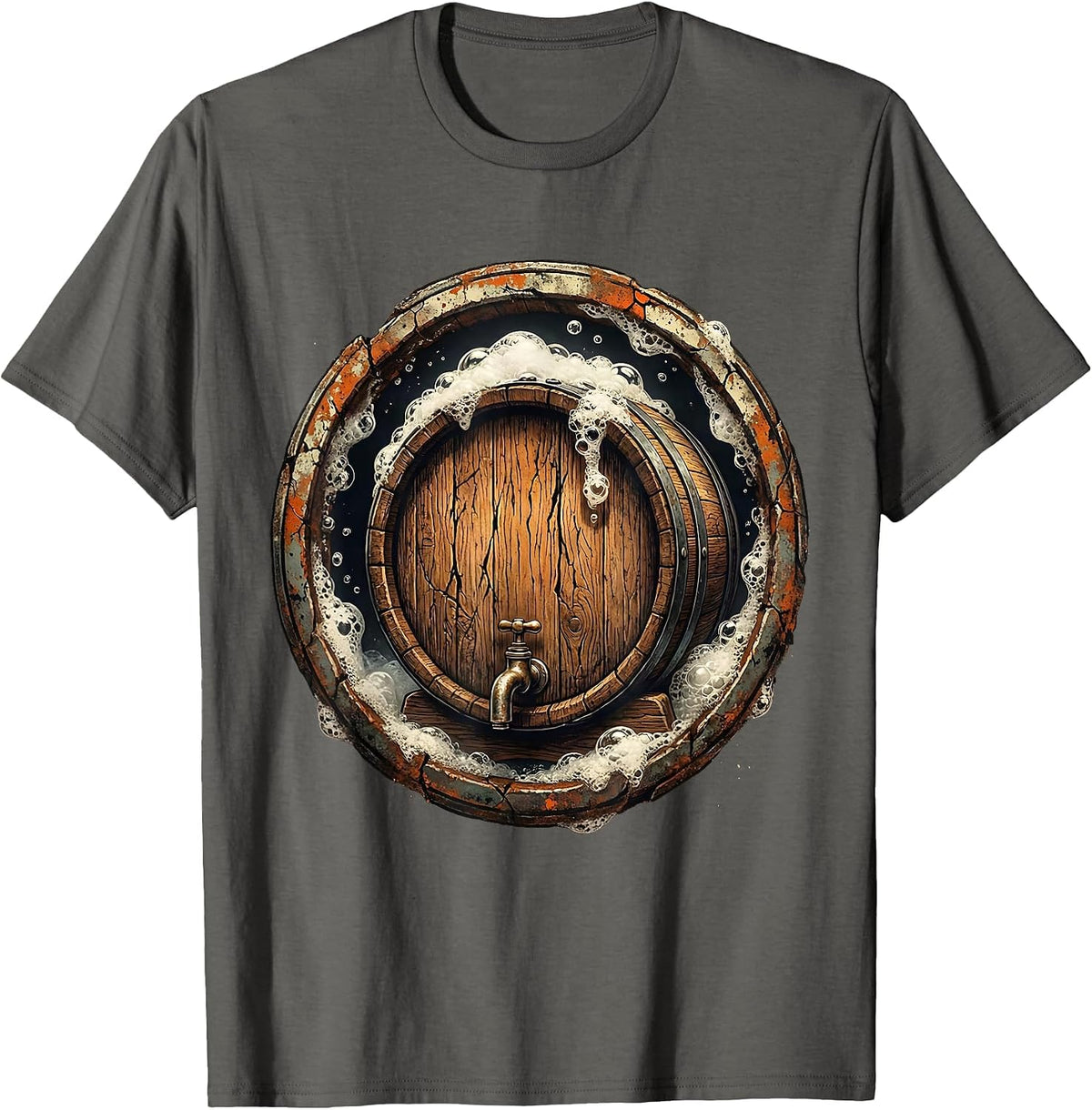 Men's Vintage Barrel Tap Prost Beer Illustration T-Shirt - Asphalt Grey