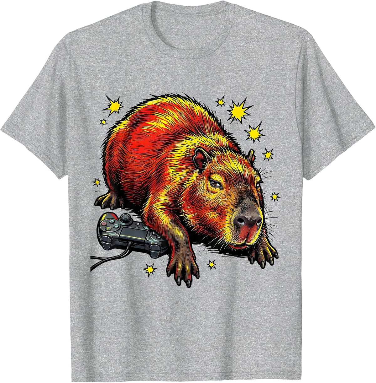 Men's Capybara Comic Book Video Games Humor T-Shirt - Heather Grey