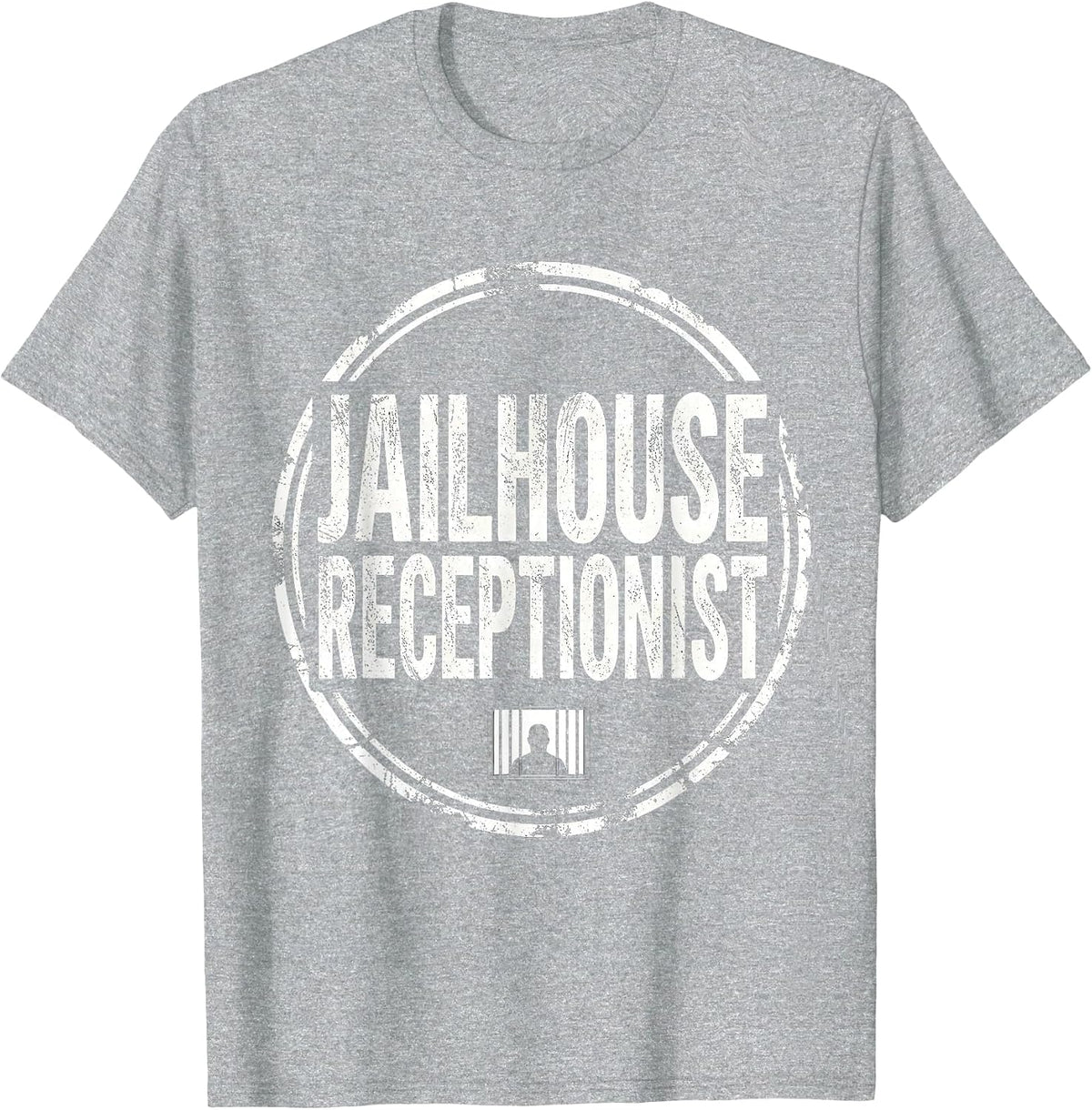 Men's Jailhouse Receptionist Bold Stencil Corrections Officer Gift T-Shirt - Heather Grey