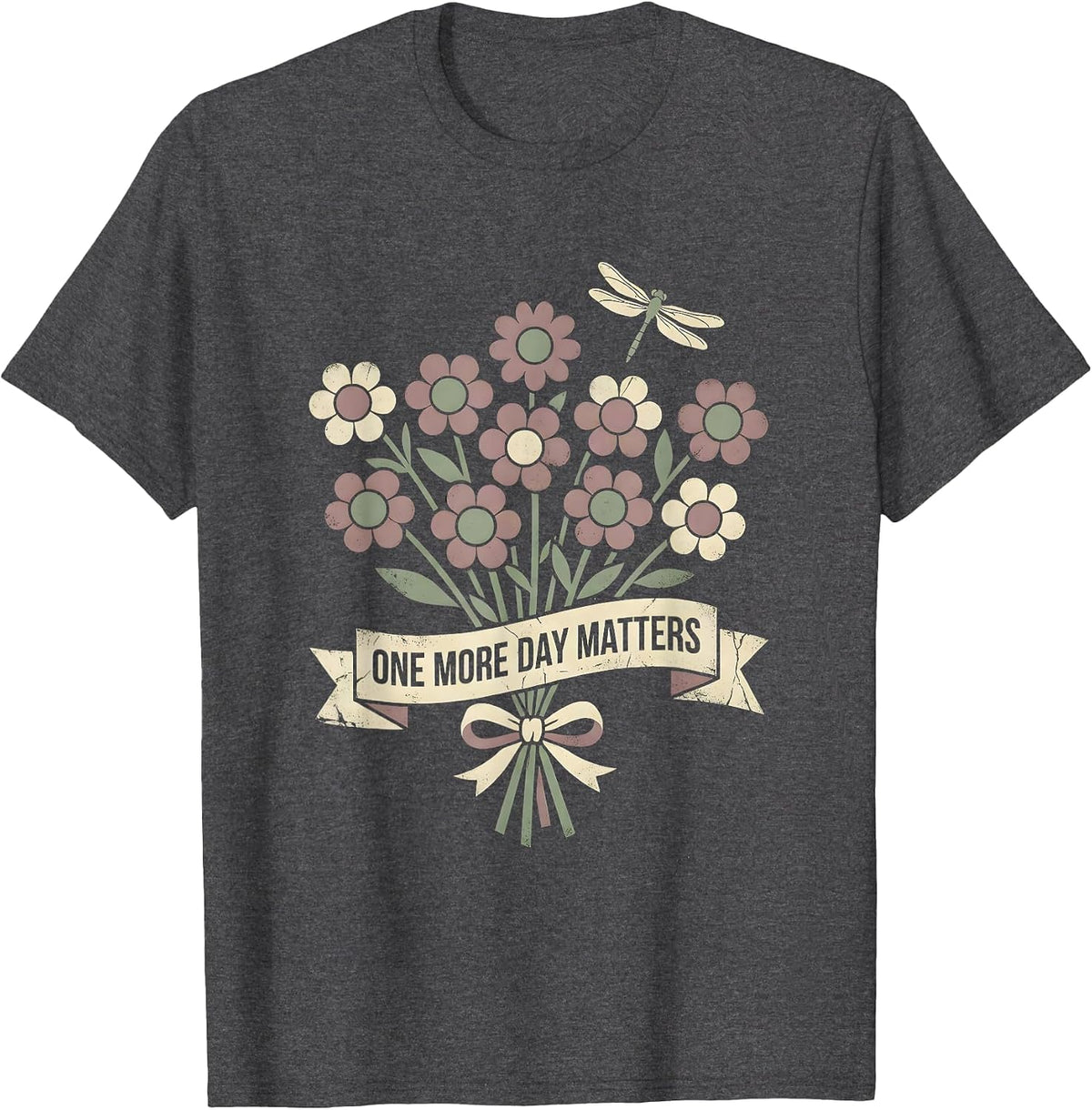 Men's One More Day Matters Suicide Awareness Design T-Shirt - Dark Heather Grey