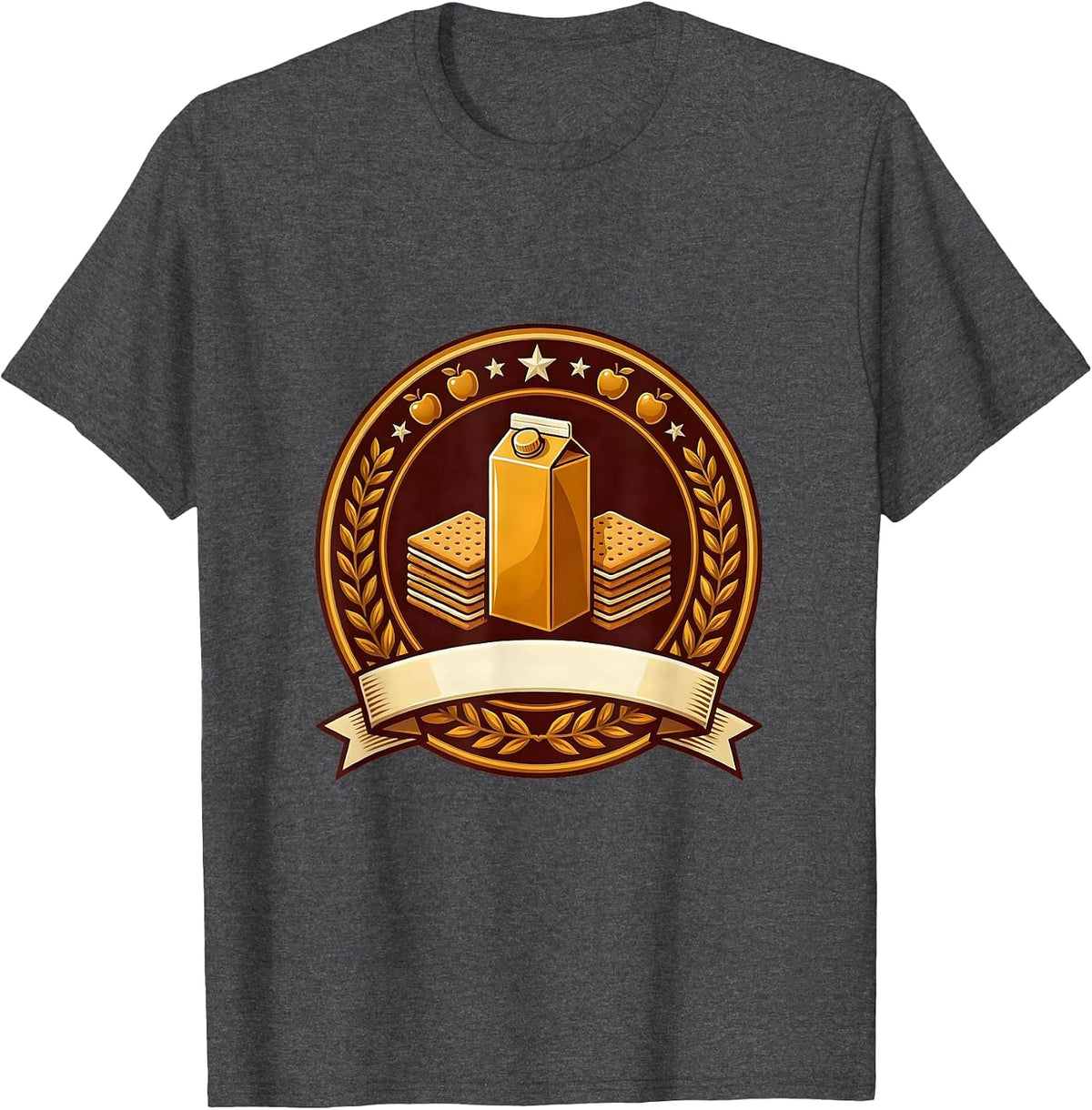 Men's Preschool Teacher Snack Time Juice Box Graham Cracker T-Shirt - Dark Heather Grey