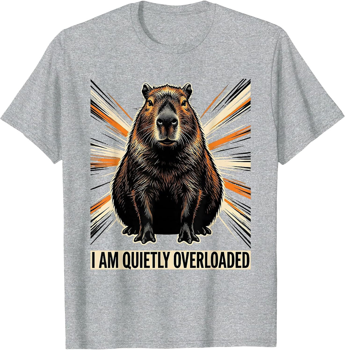 Men's I Am Quietly Overloaded Funny Capybara Meme Animal Humor T-Shirt - Heather Grey