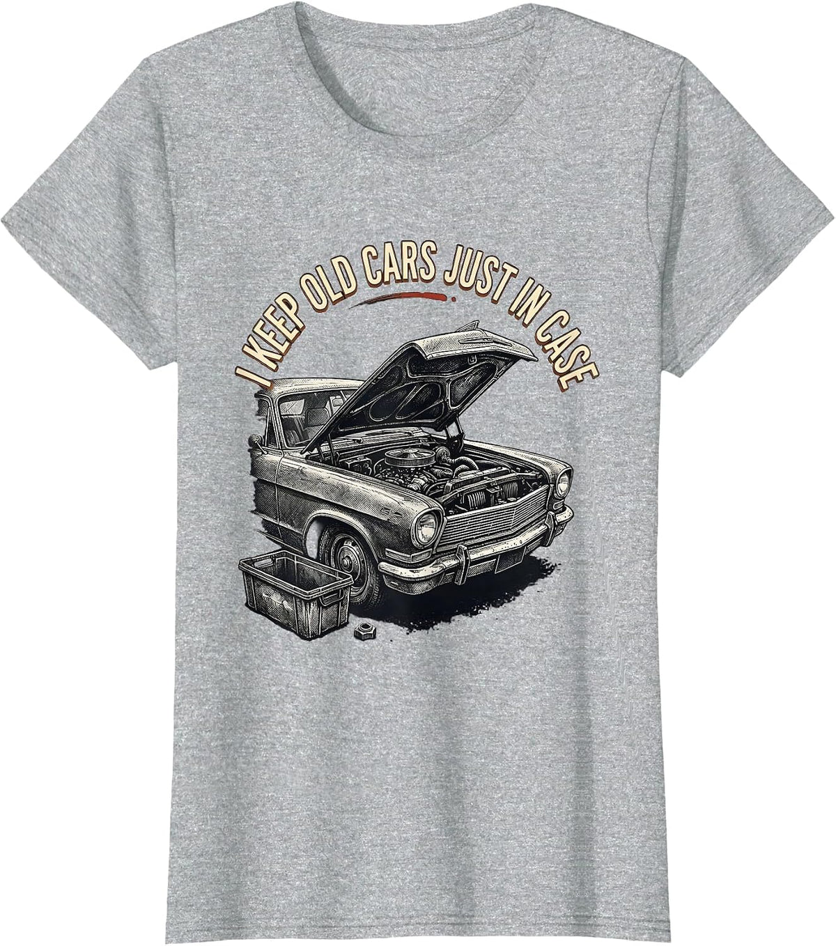 I Keep Old Cars Just In Case Funny Car Guy Classic Car T-Shirt - Heather Grey