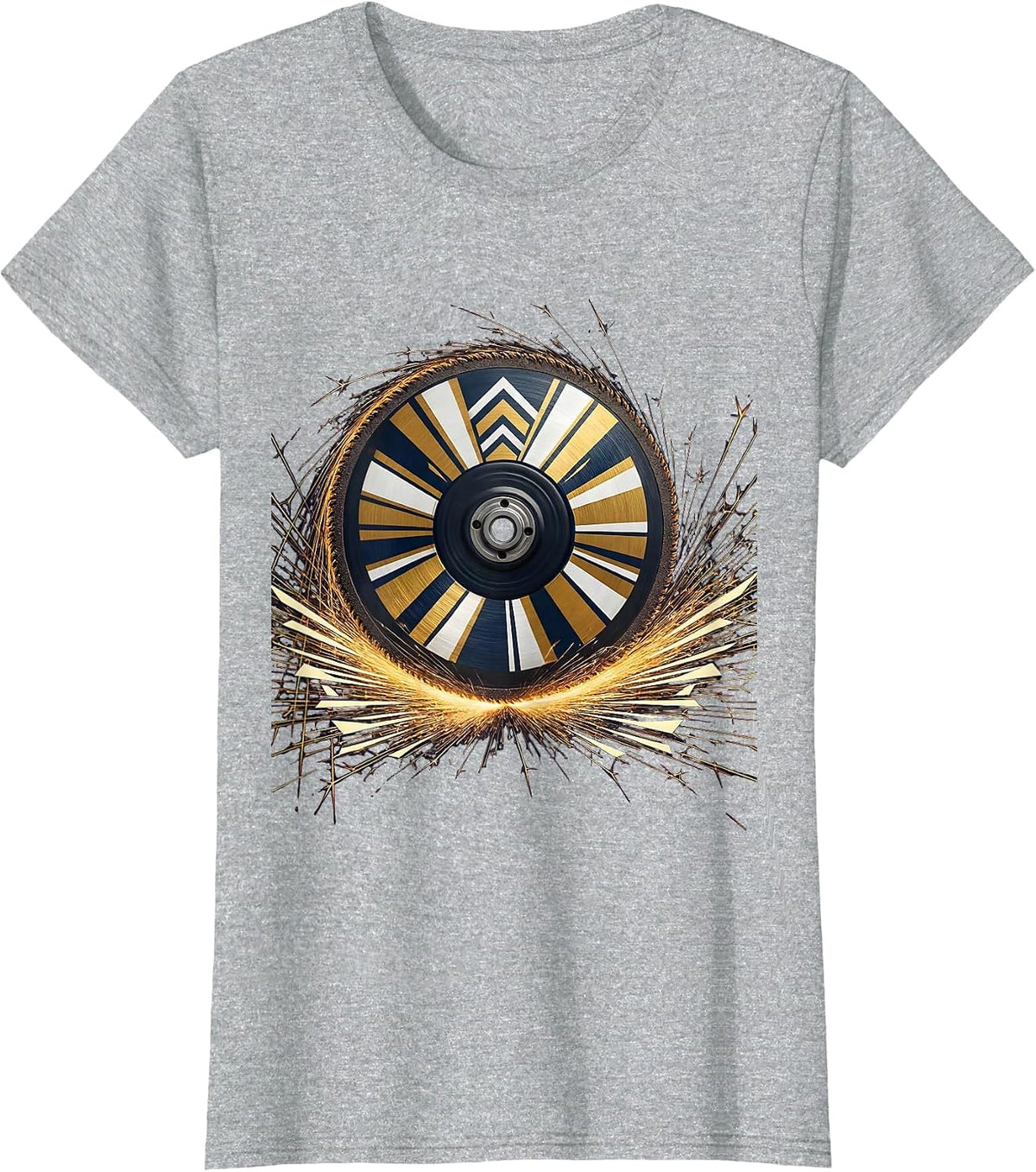 Labor Day Angle Grinder Sparks Graphic T-Shirt - Heather Grey