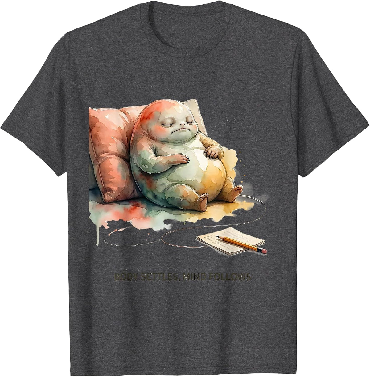 Men's Body Settles Mind Follows Watercolor Occupational Therapy T-Shirt - Dark Heather Grey