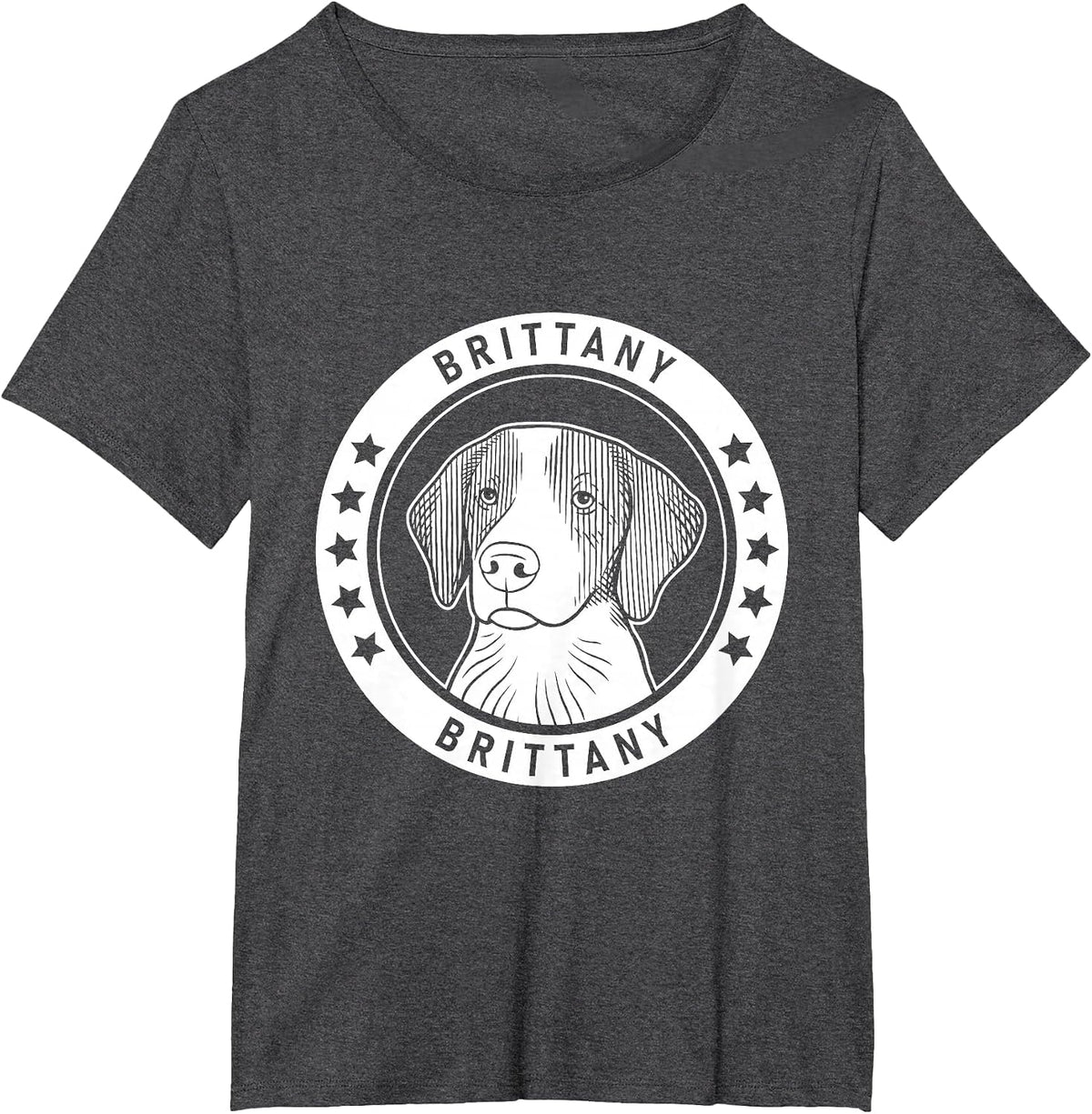 Brittany Dog Portrait T-Shirt - Dark Heather Grey