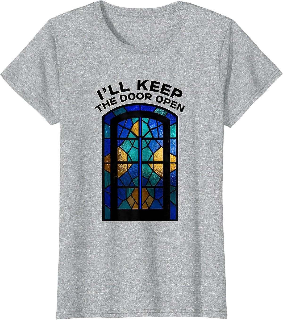 I'll Keep the Door Open Thin Blue Line Police Support T-Shirt - Heather Grey
