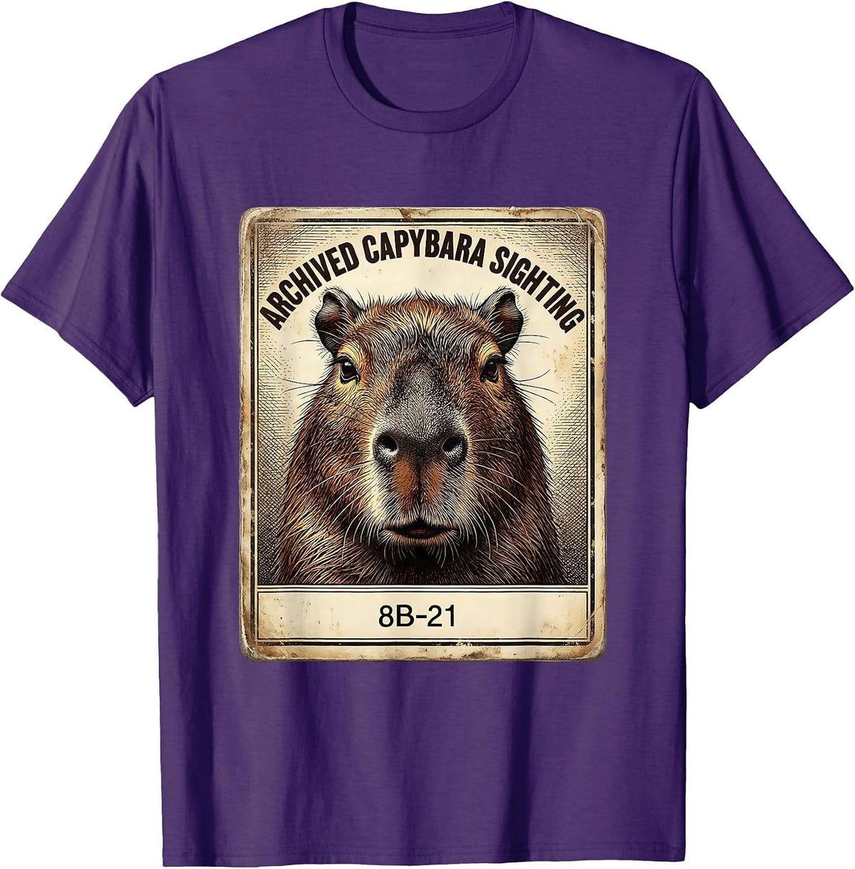 Archived Capybara Sighting 8B-21 Funny Vintage Animal Meme T-Shirt - Purple