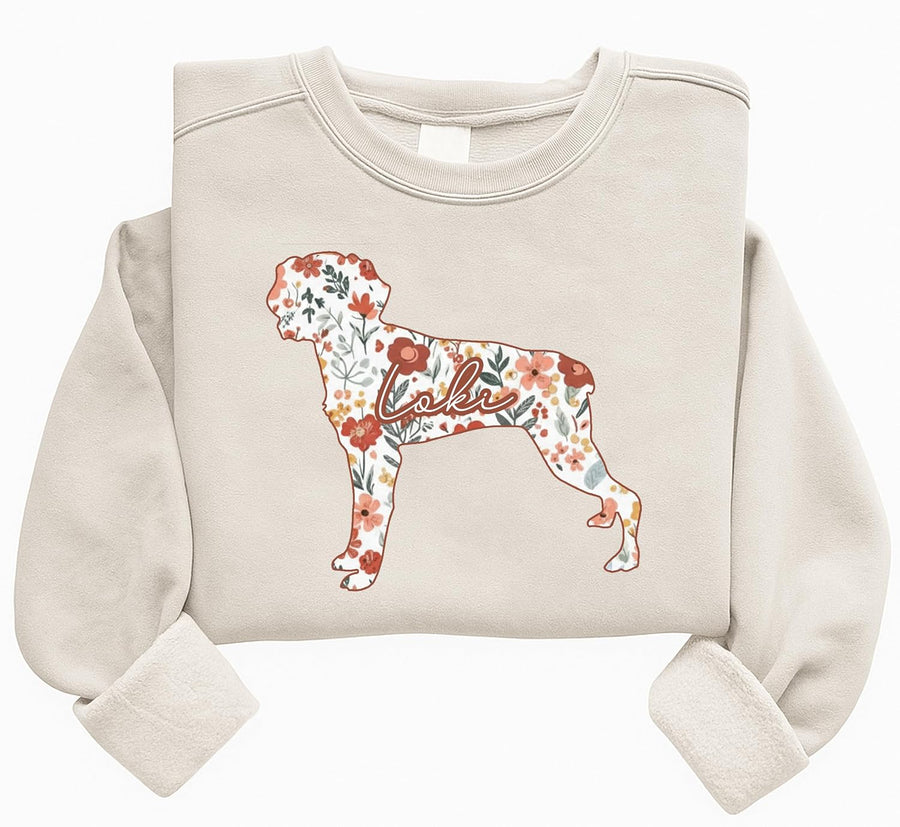Brittany Dog Lover Personalized Sweatshirt, Custom Name Floral Pet Owner Apparel, Cozy Breed Outfit, Unique Gift for Dog