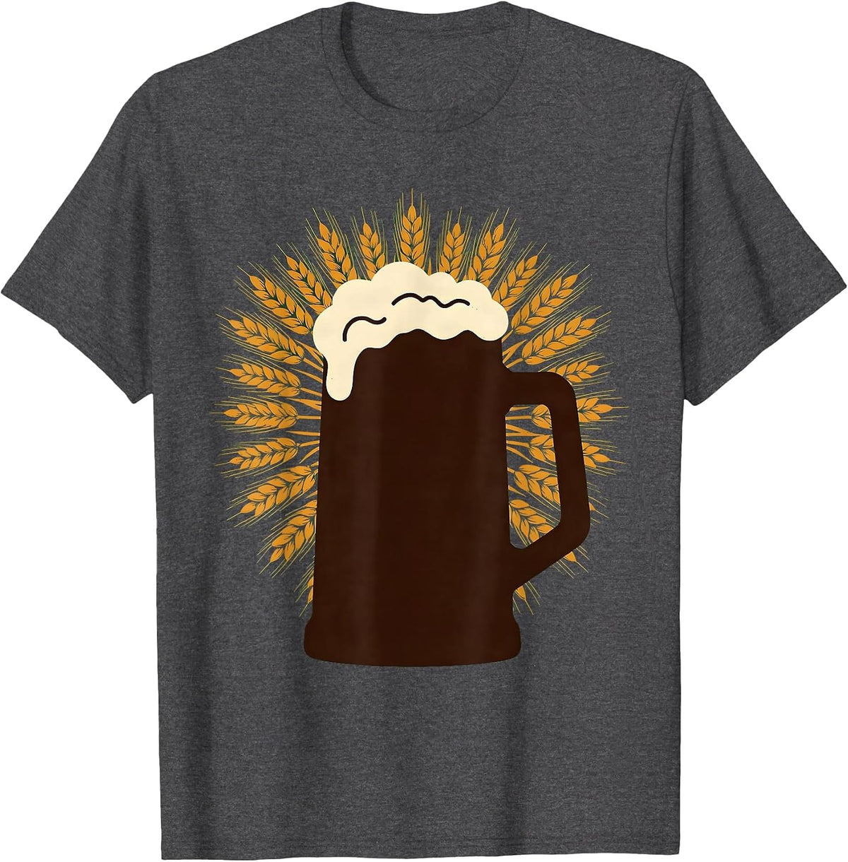 Prost Frothy Beer Mug Wheat Harvest Graphic T-Shirt - Dark Heather Grey