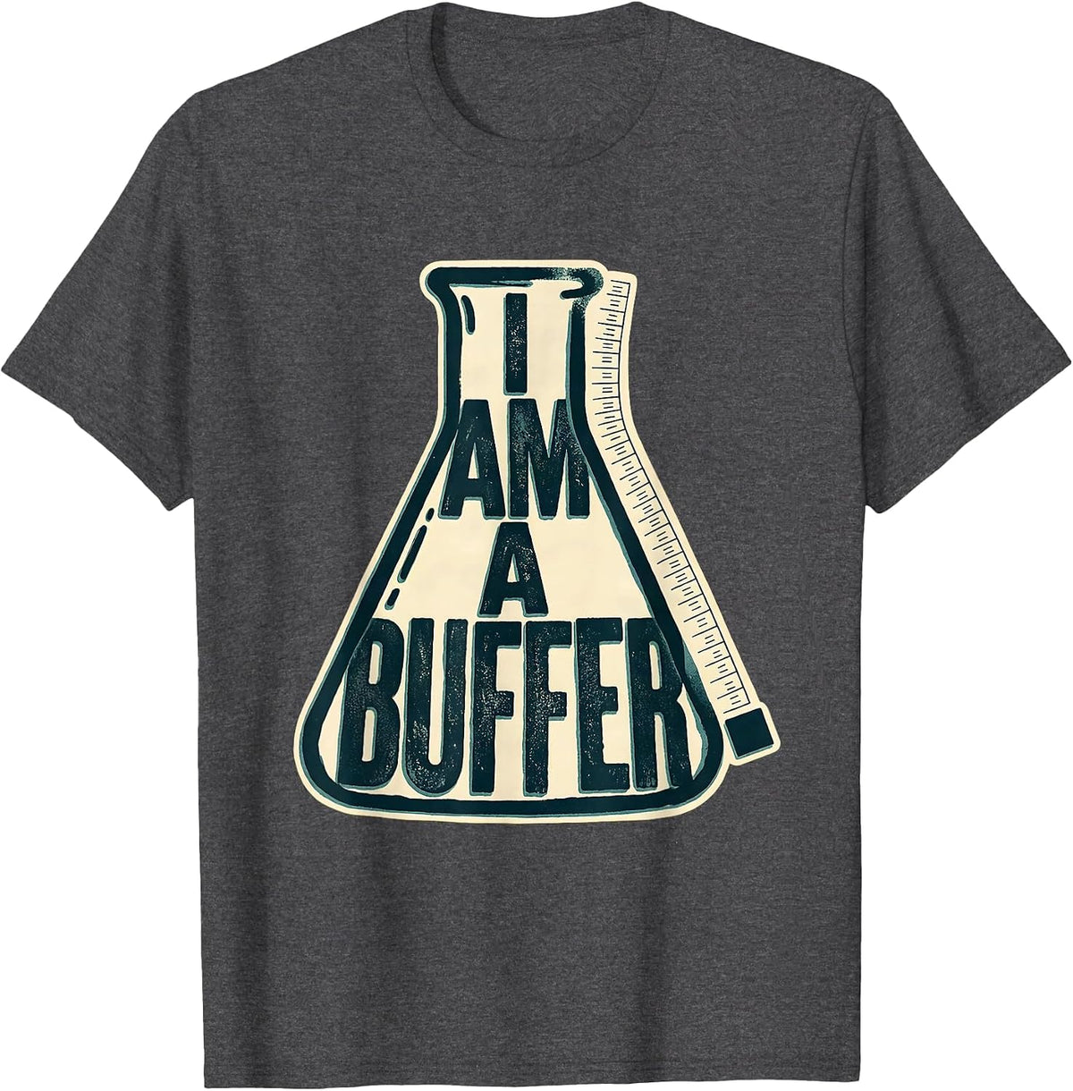 Men's I Am A Buffer Midcentury Modern Chemistry Pun Humor T-Shirt - Dark Heather Grey