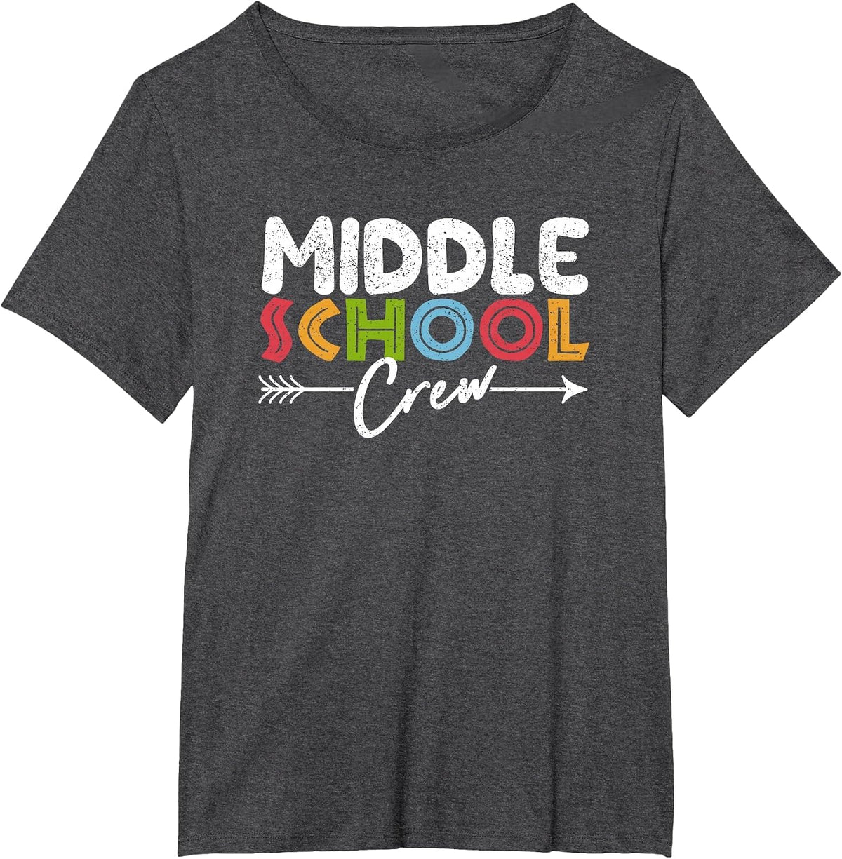 Middle School Crew Retro Funny Teacher Student Vintage T-Shirt - Dark Heather Grey