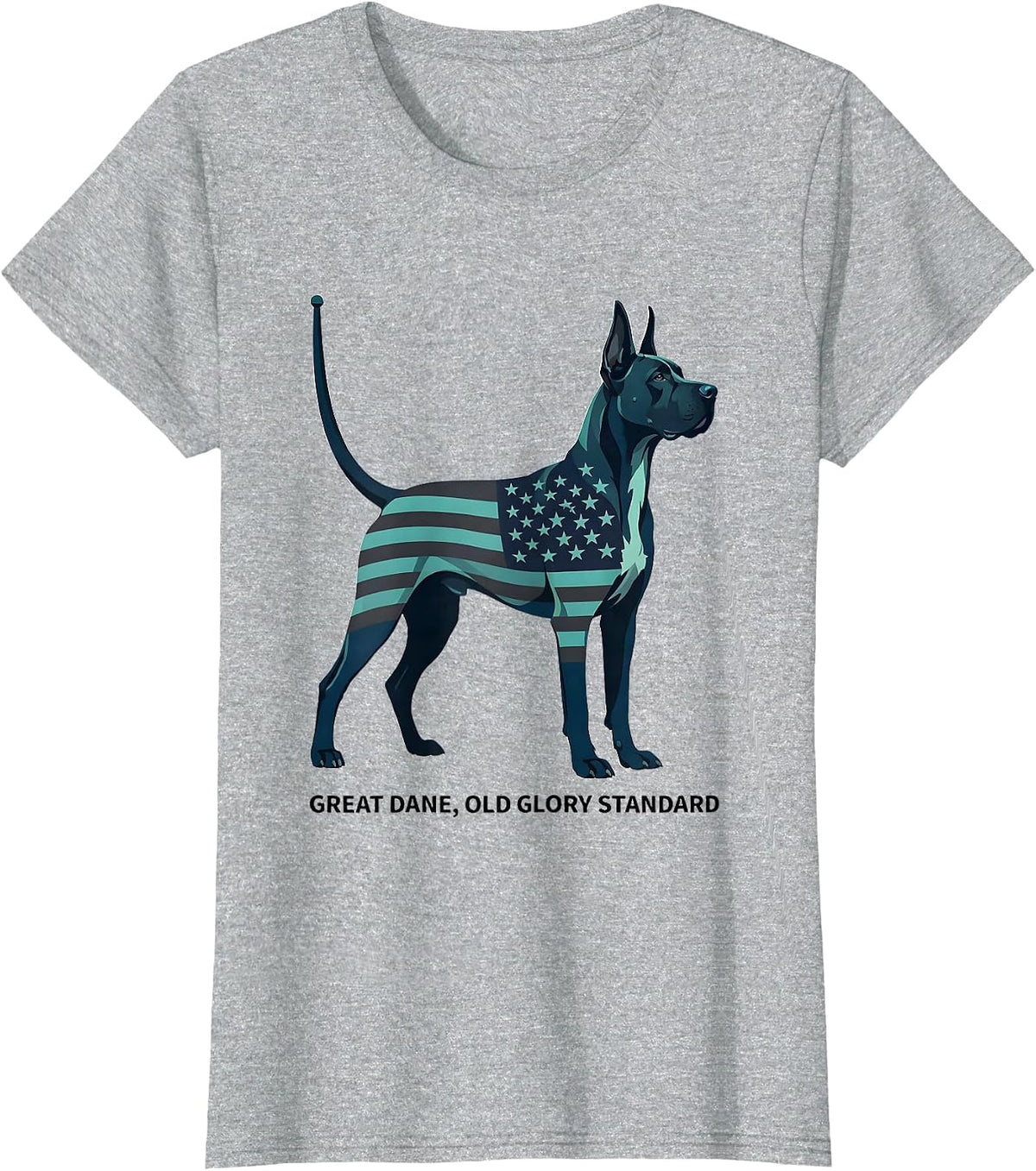 Women's Great Dane Old Glory Standard Midcentury Modern Patriotic T-Shirt - Heather Grey