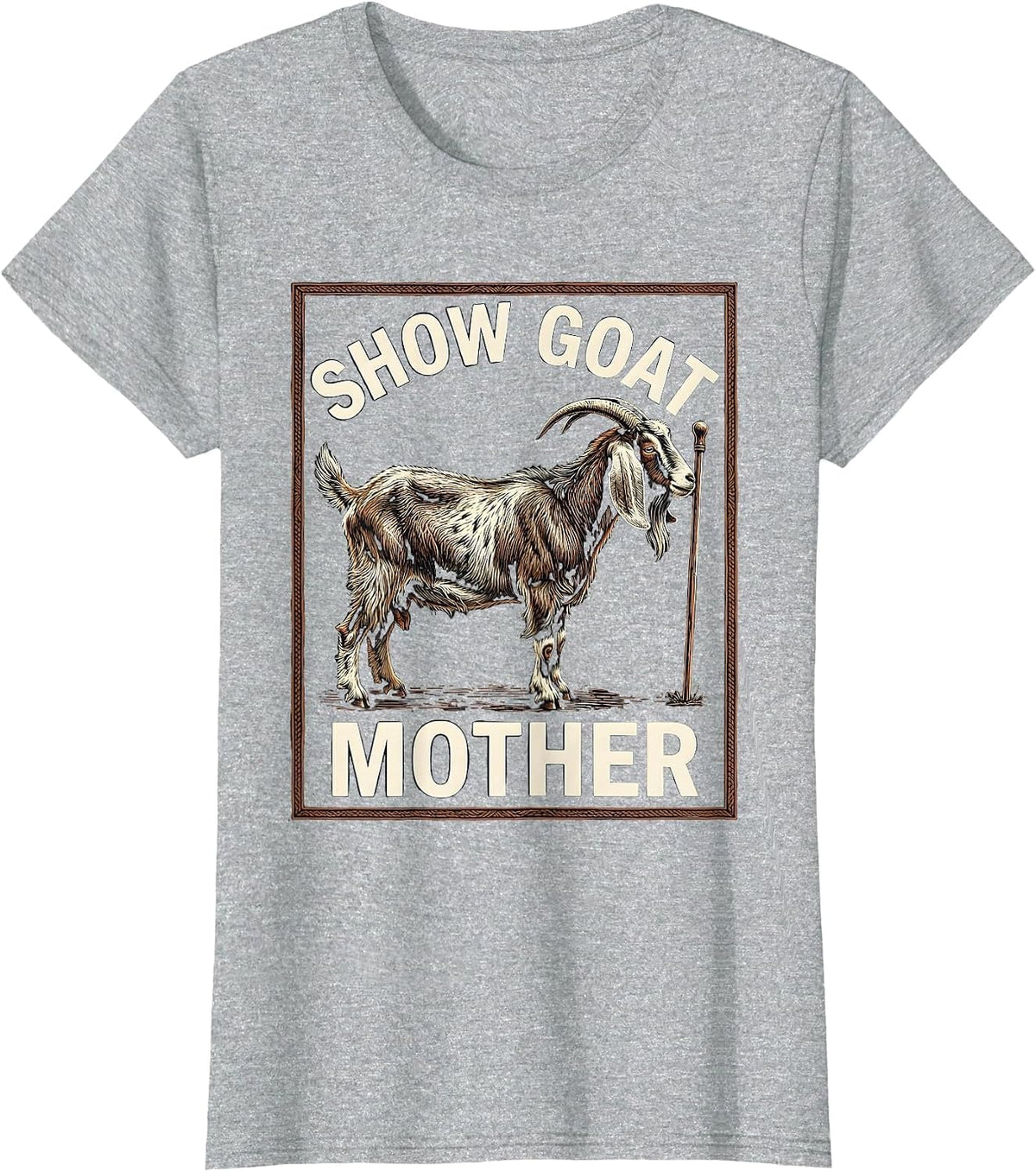 Show Goat Mother Woodcut Engraving Farm Pride Livestock Show T-Shirt - Heather Grey