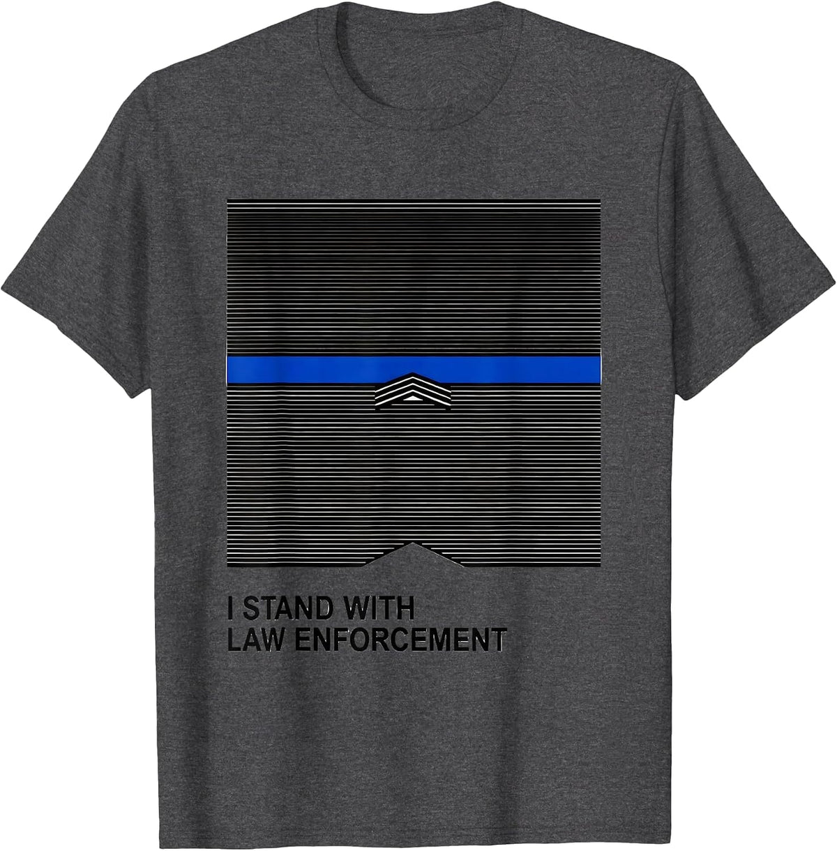 I Stand With Law Enforcement Vintage Thin Blue Line Police T-Shirt - Dark Heather Grey