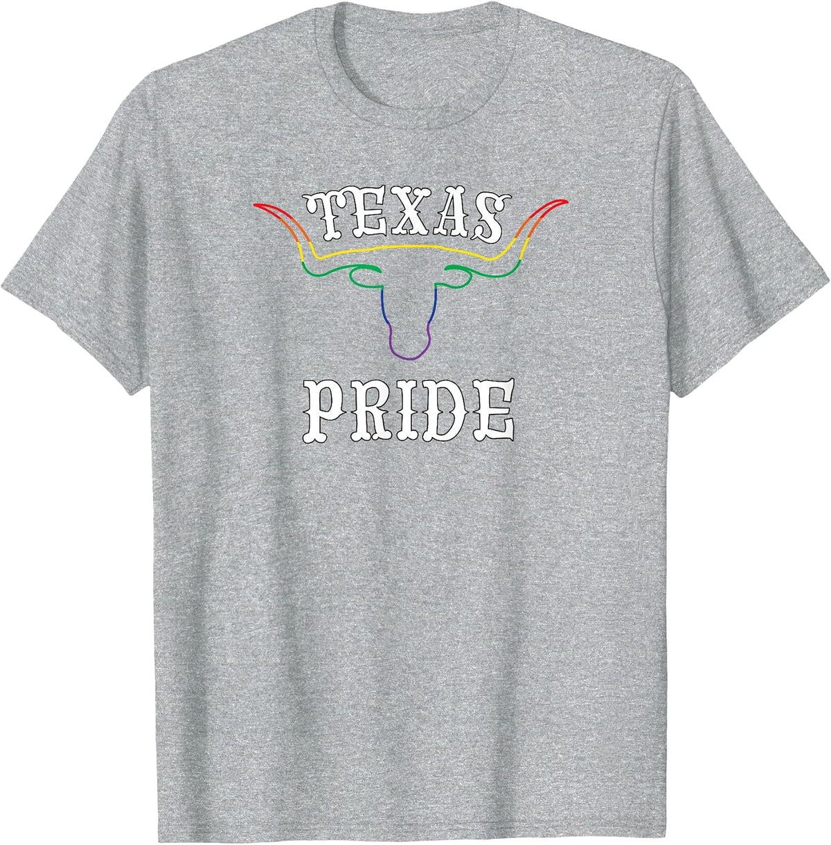 Rainbow Flag for Texas Gay Pride Month T-Shirt - Heather Grey