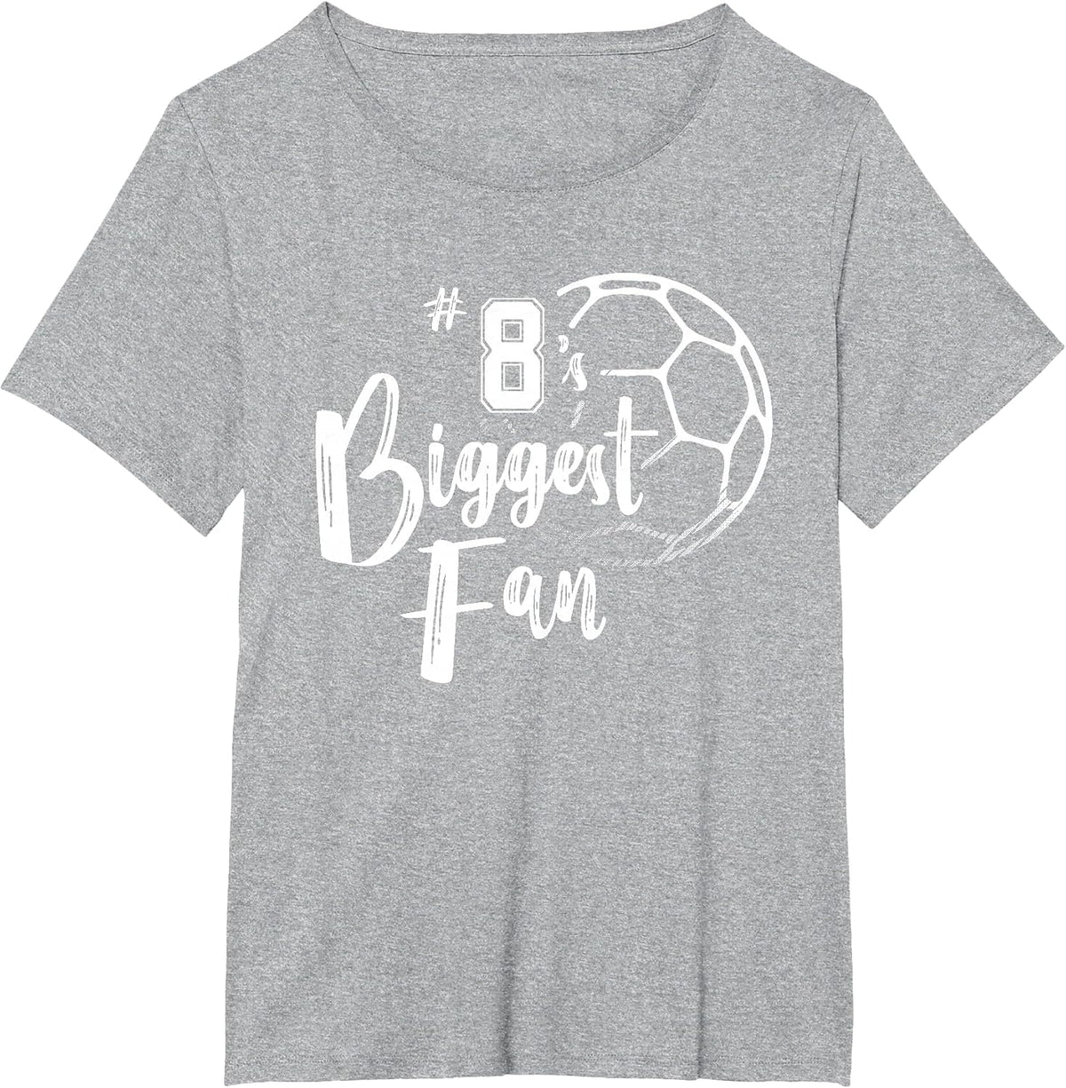 Number 8's Biggest Fan Shirt Soccer Player Mom Dad Family T-Shirt - Heather Grey
