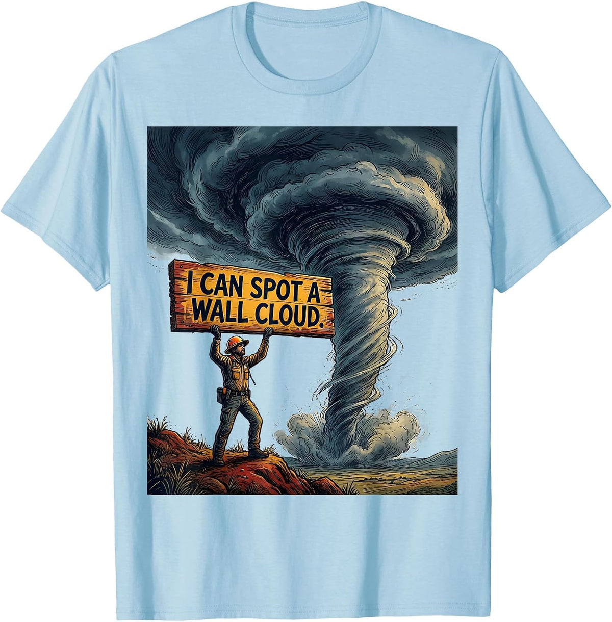 Men's I Can Spot A Wall Cloud Funny Storm Chaser Meteorologist T-Shirt - Baby Blue