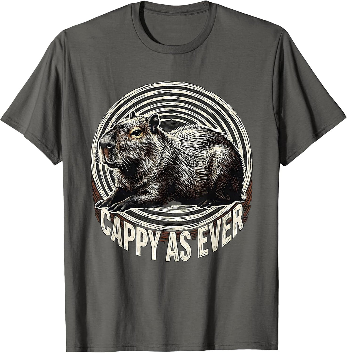 Cappy As Ever Funny Capybara Animal Humor Meme Gift T-Shirt - Asphalt Grey