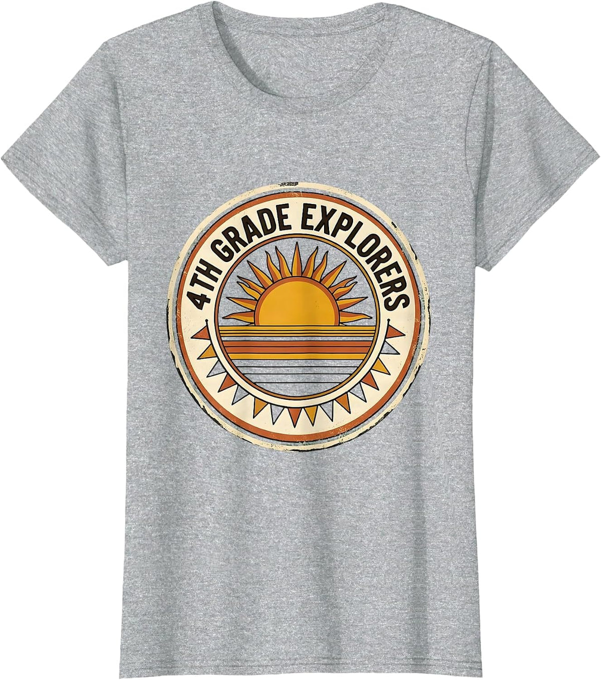 4th Grade Explorers Vintage Back To School Teacher Kids T-Shirt - Heather Grey
