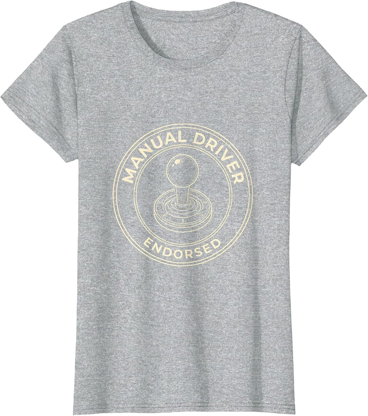 Manual Driver Endorsed Line Art Car Guy Stick Shift Humor T-Shirt - Heather Grey
