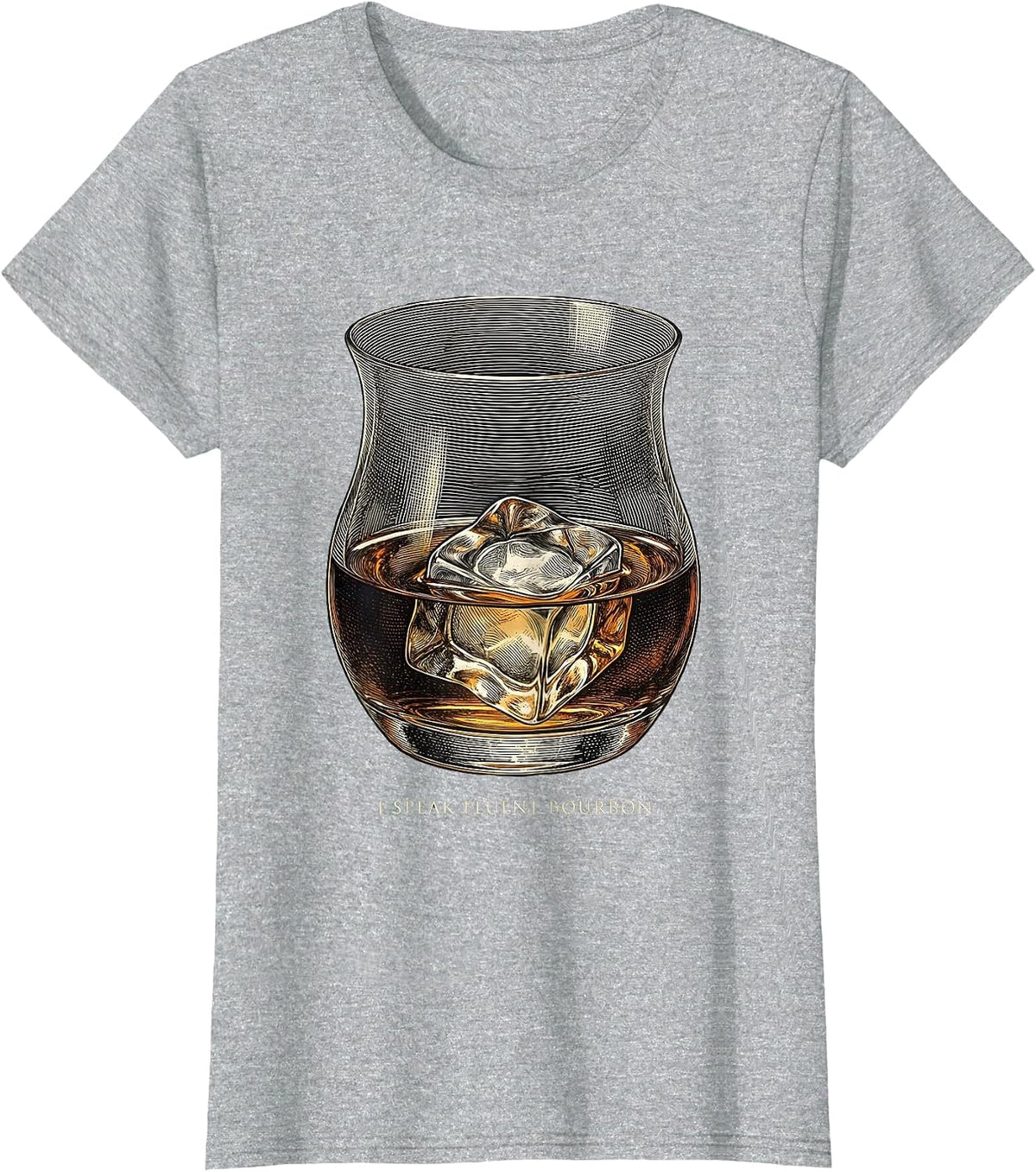 Women's I Speak Fluent Bourbon Funny Bourbon Lover Drinking Humor T-Shirt - Heather Grey
