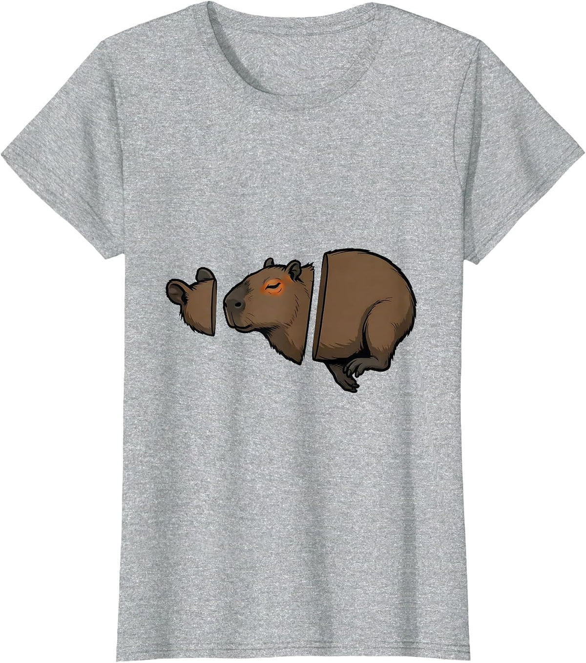 Exploded Capybara Silhouette Funny Animal Meme Gamer T-Shirt - Heather Grey