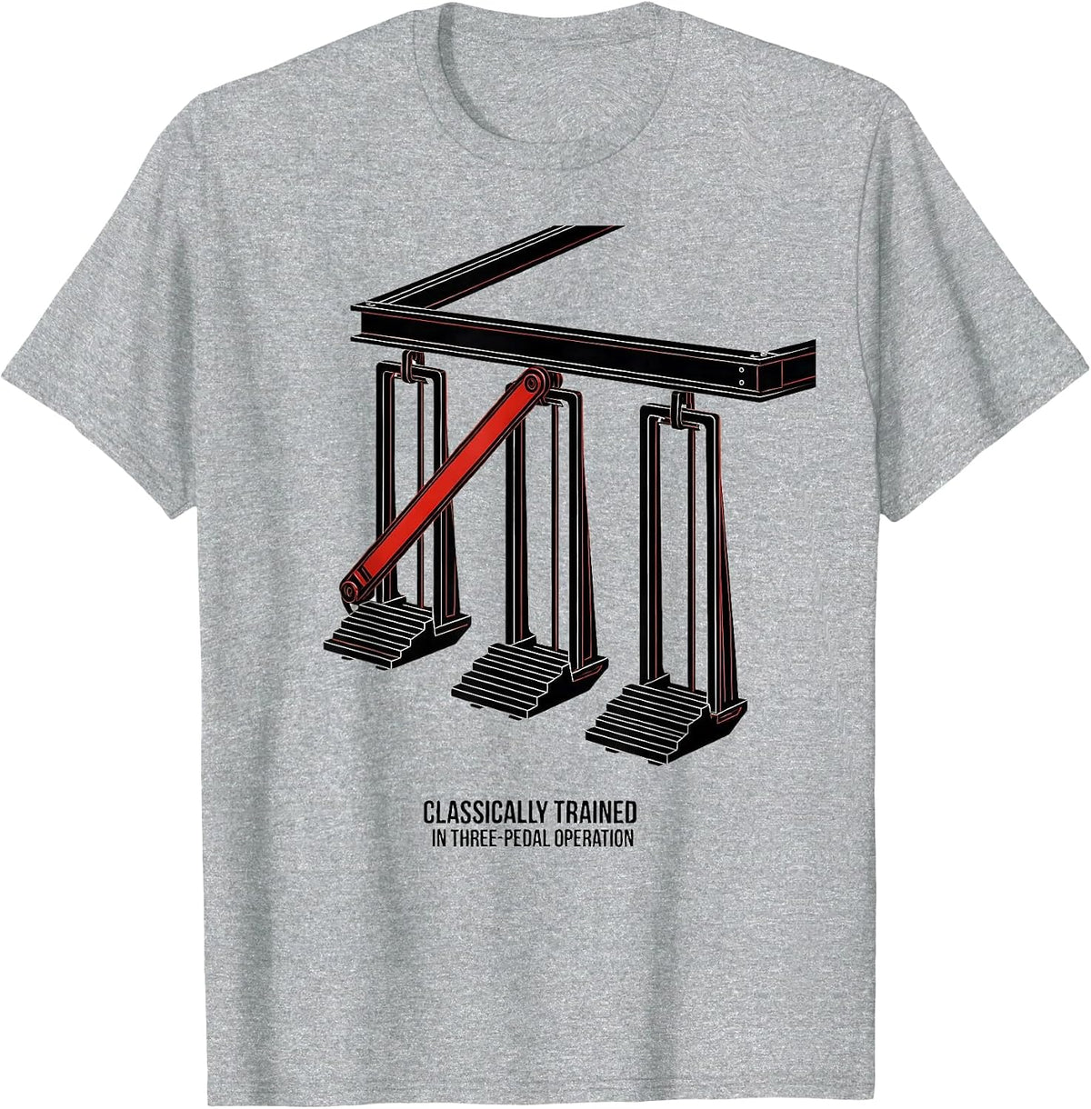 Men's Classically Trained In Three-Pedal Operation Car Guy T-Shirt - Heather Grey
