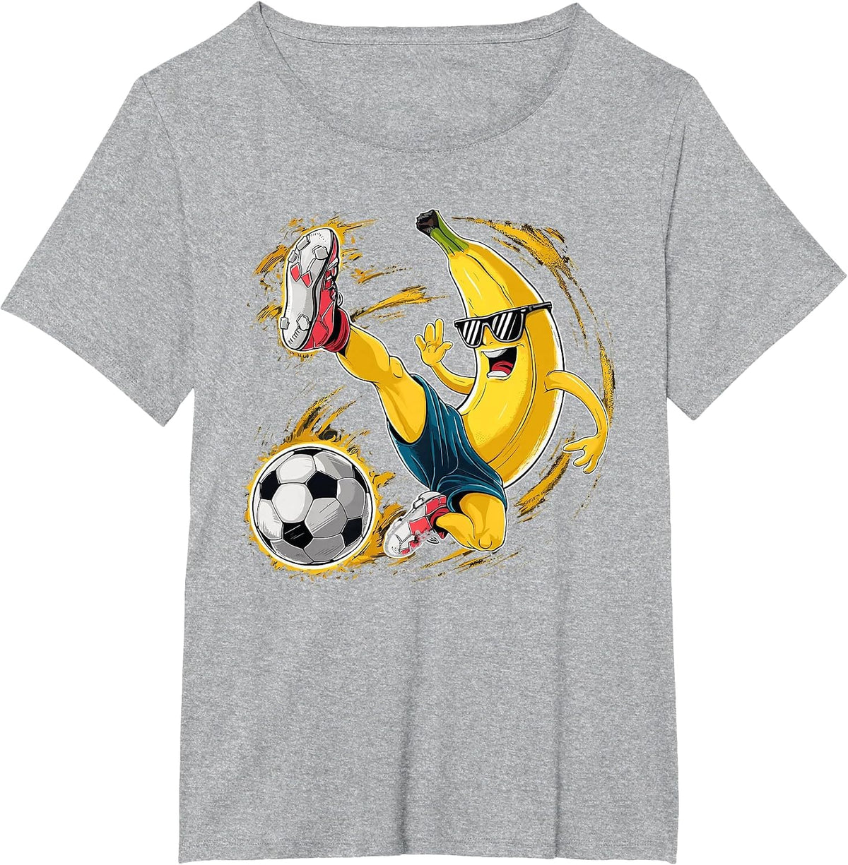Sport Banana Football Player Fruit Cute Banana Soccer Player T-Shirt - Heather Grey
