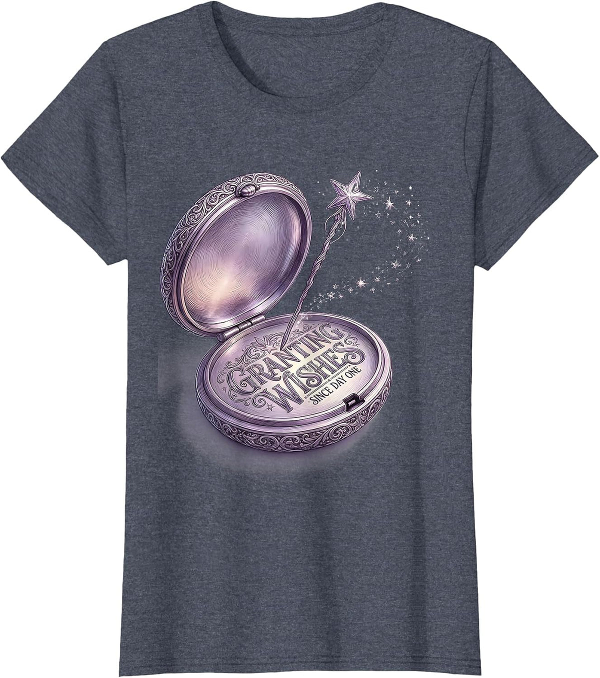 Women's Granting Wishes Since Day One Whimsical Fairy Godmother T-Shirt - Heather Blue
