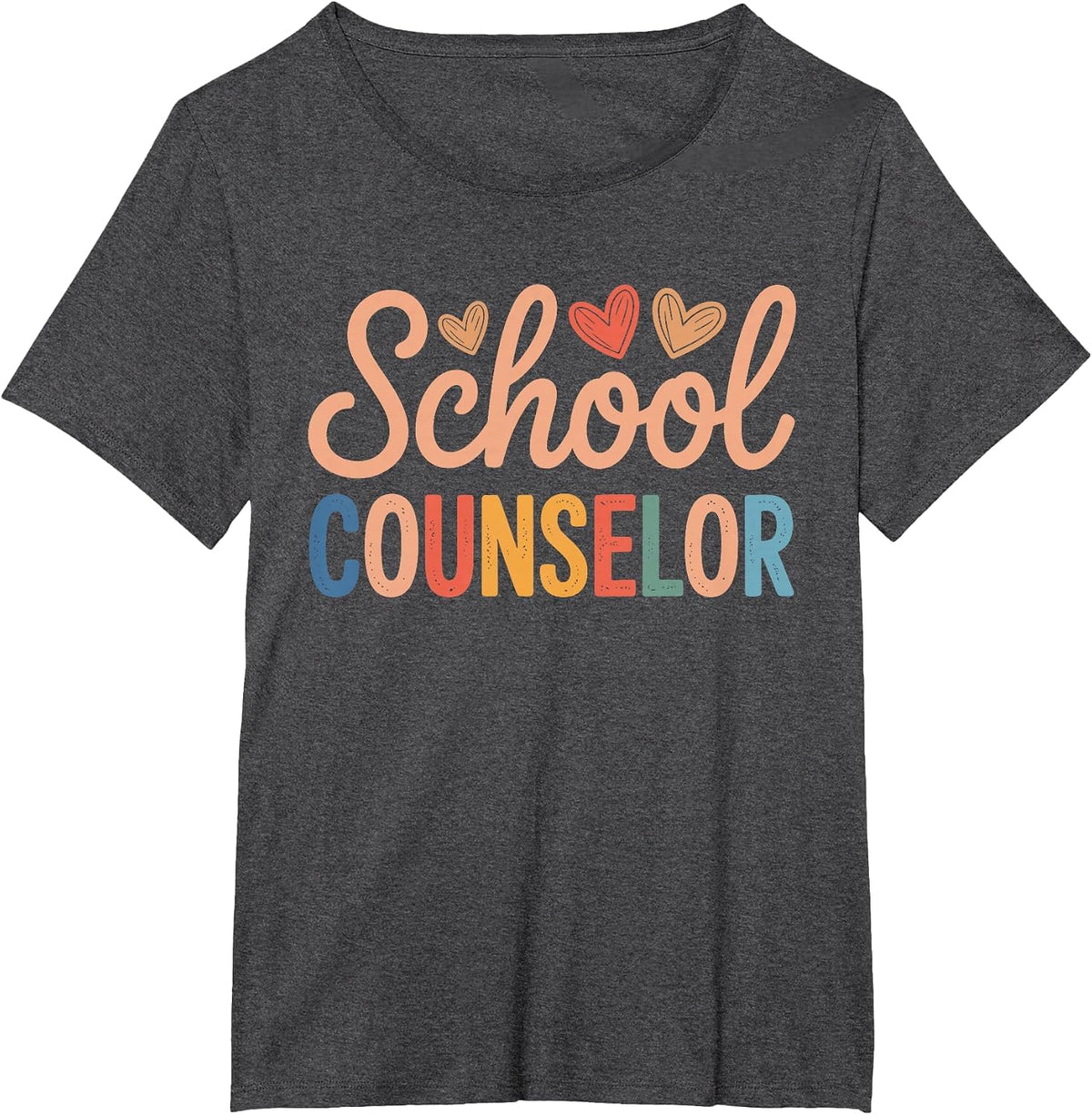 School Counselor Appreciation Back to School Heart Design T-Shirt - Dark Heather Grey