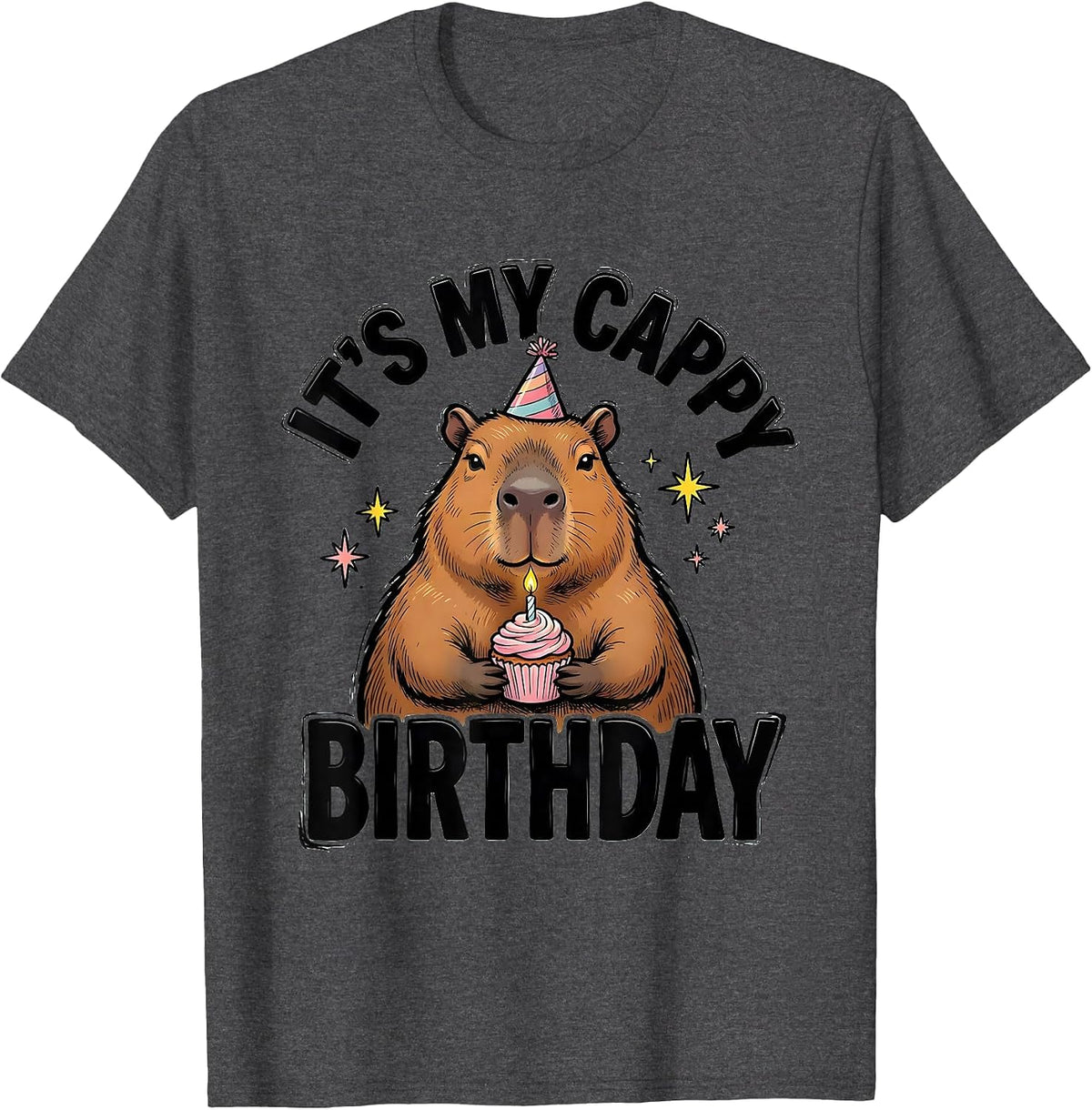 It’s My Cappy Birthday Kawaii Capybara Birthday Gift T-Shirt - Dark Heather Grey
