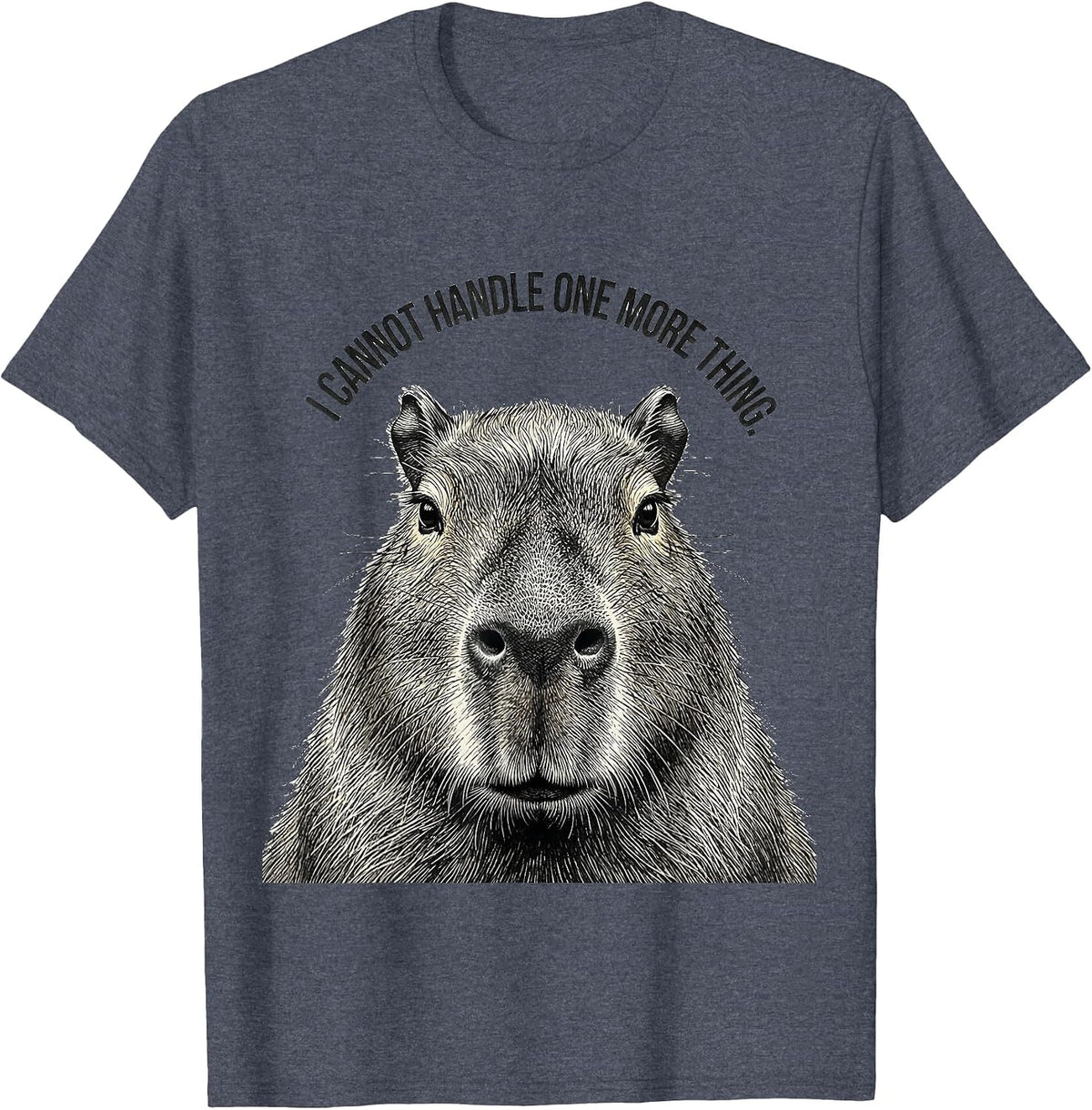 I Cannot Handle One More Thing Funny Capybara Meme Humor T-Shirt - Heather Blue
