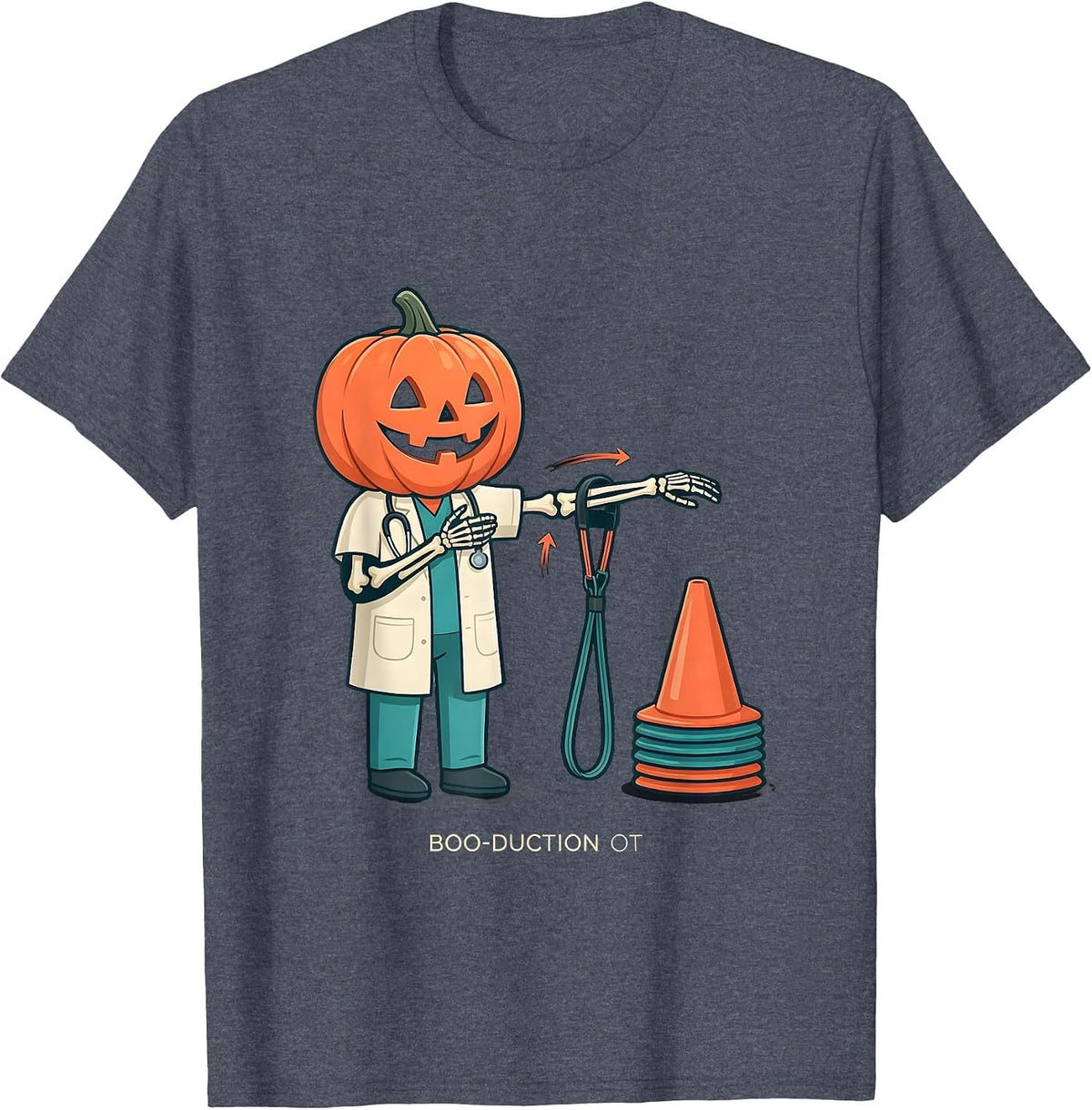 Boo-duction OT Funny Occupational Therapy Halloween Workwear T-Shirt - Heather Blue