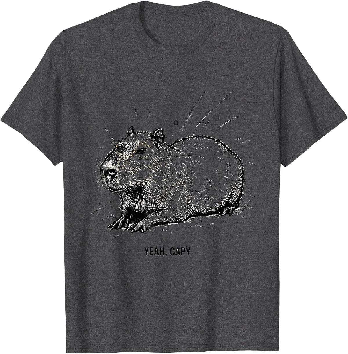 Yeah Capy Funny Capybara Animal Meme Humor T-Shirt - Dark Heather Grey