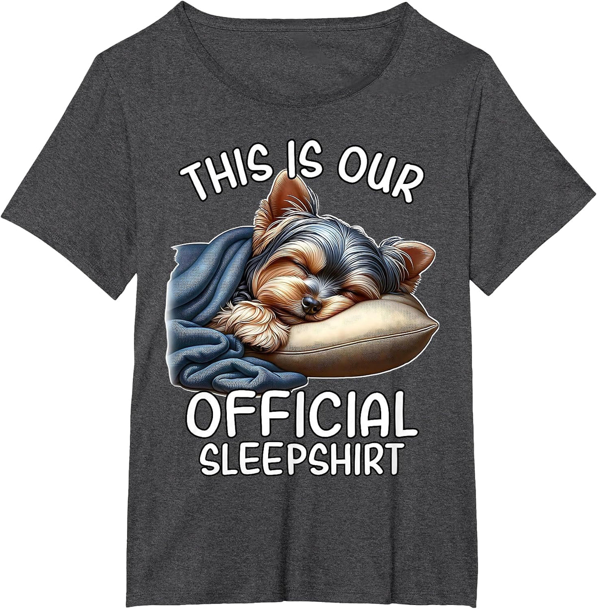 Sleeping Yorkie Lover Yorkshire Terrier Pajama Terrier T-Shirt - Dark Heather Grey