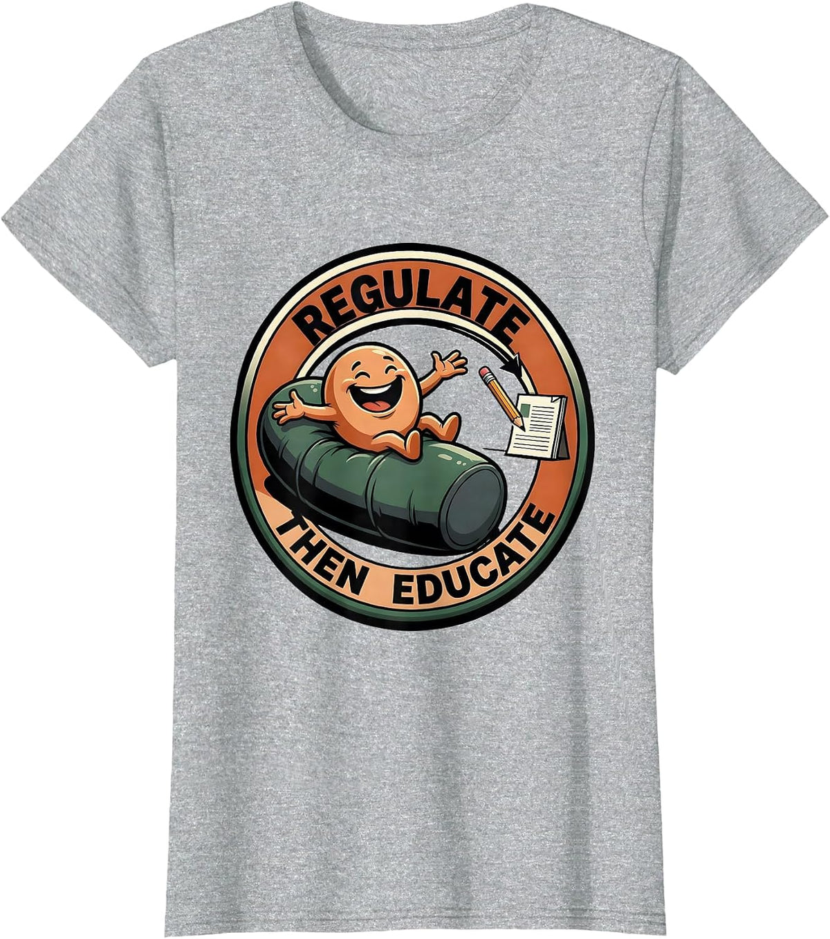 Regulate, Then Educate Cartoon Occupational Therapy Sensory T-Shirt - Heather Grey