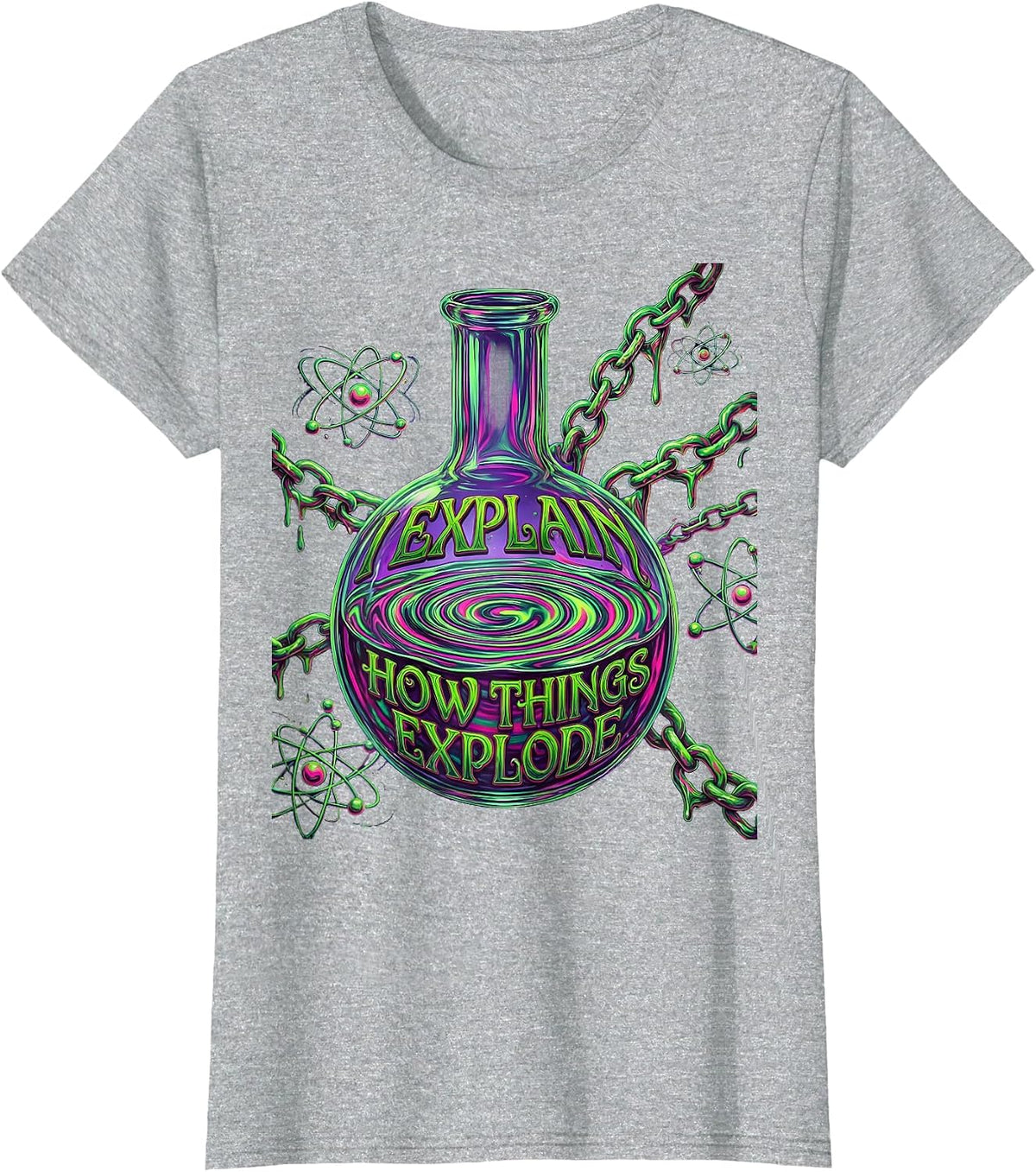 Women's I Explain How Things Explode Science Teacher T-Shirt - Heather Grey