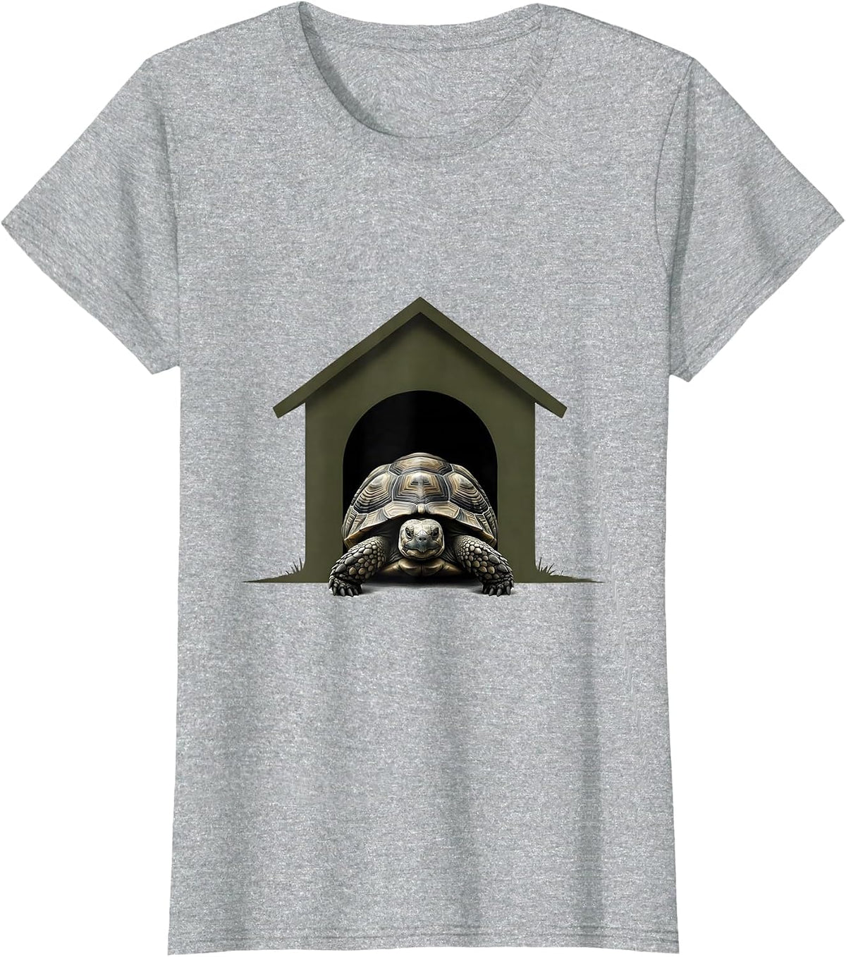 Arched Tortoise Silhouette Minimalist Reptile Lover Gift T-Shirt - Heather Grey