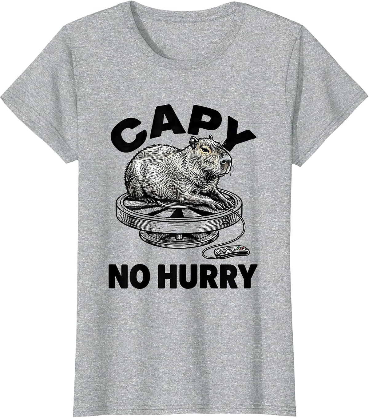 Capy, No Hurry Funny Capybara Gamer Gaming Humor T-Shirt - Heather Grey