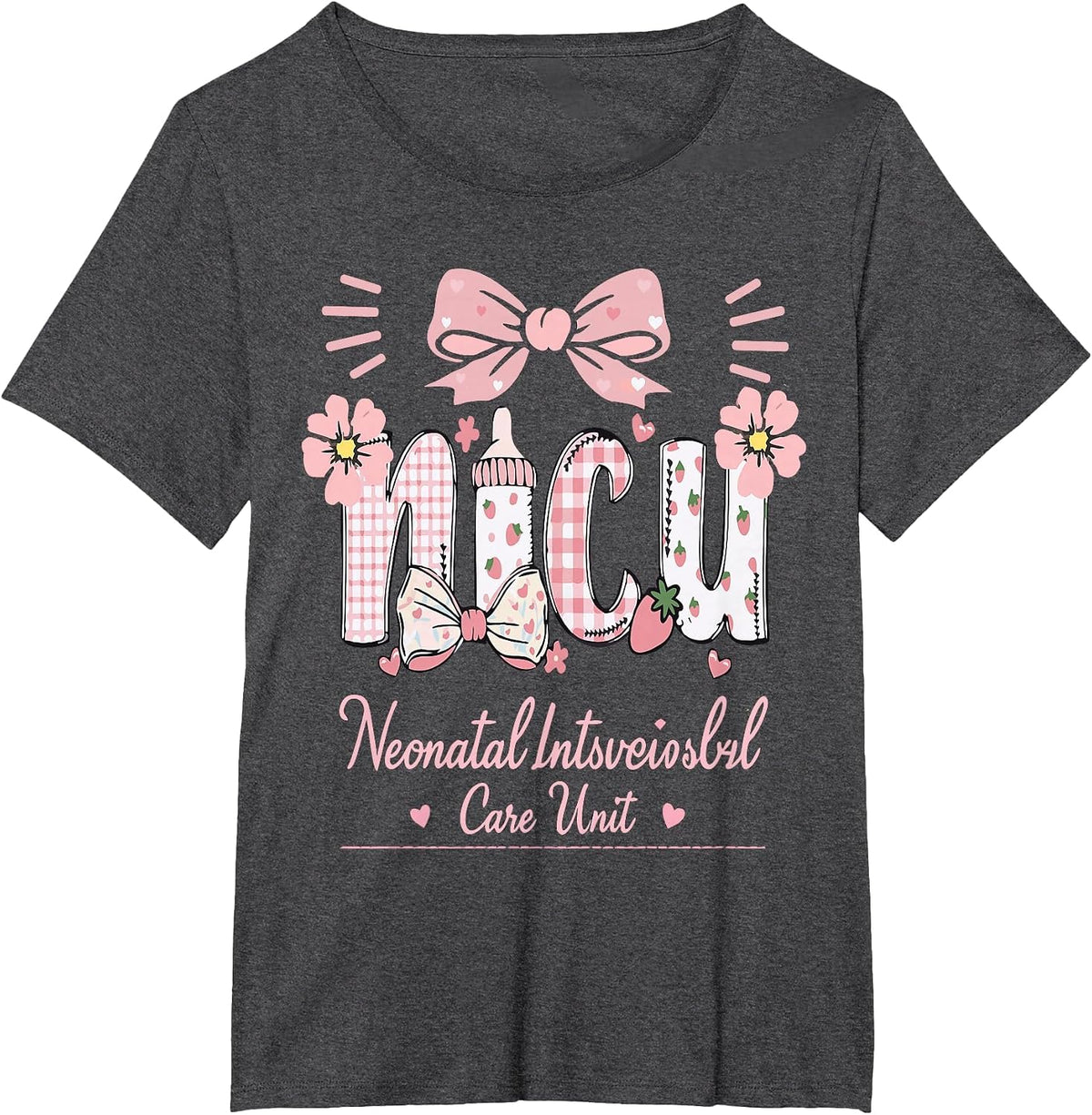 Coquette Nurse Fall Thanksgiving NICU Nurs Week Neonatal T-Shirt - Dark Heather Grey